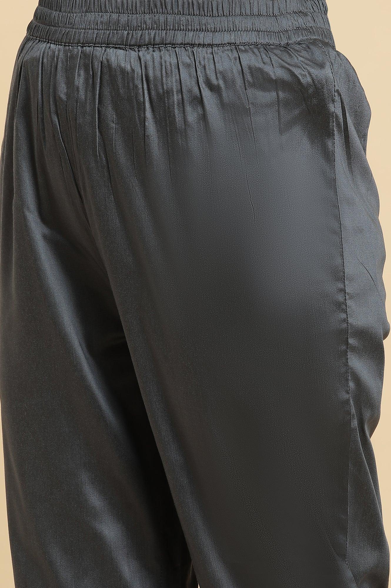 Light Grey Heavy Embroidered Anarkali Kurta, Pants And Dupatta Set - wforwoman