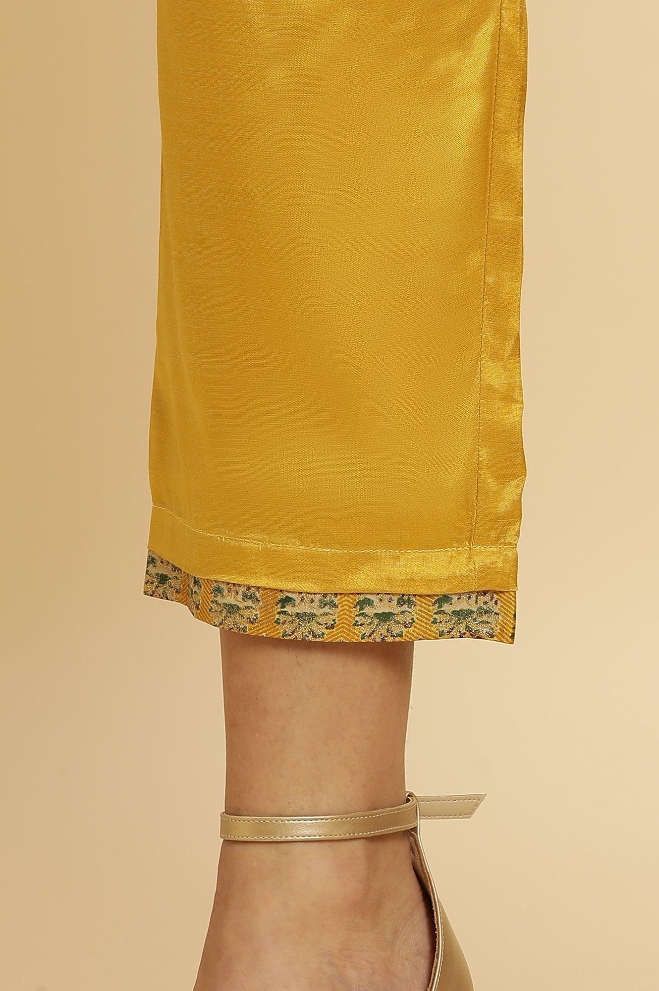 Mustard Yellow Glitter Printed Kurta Set - wforwoman