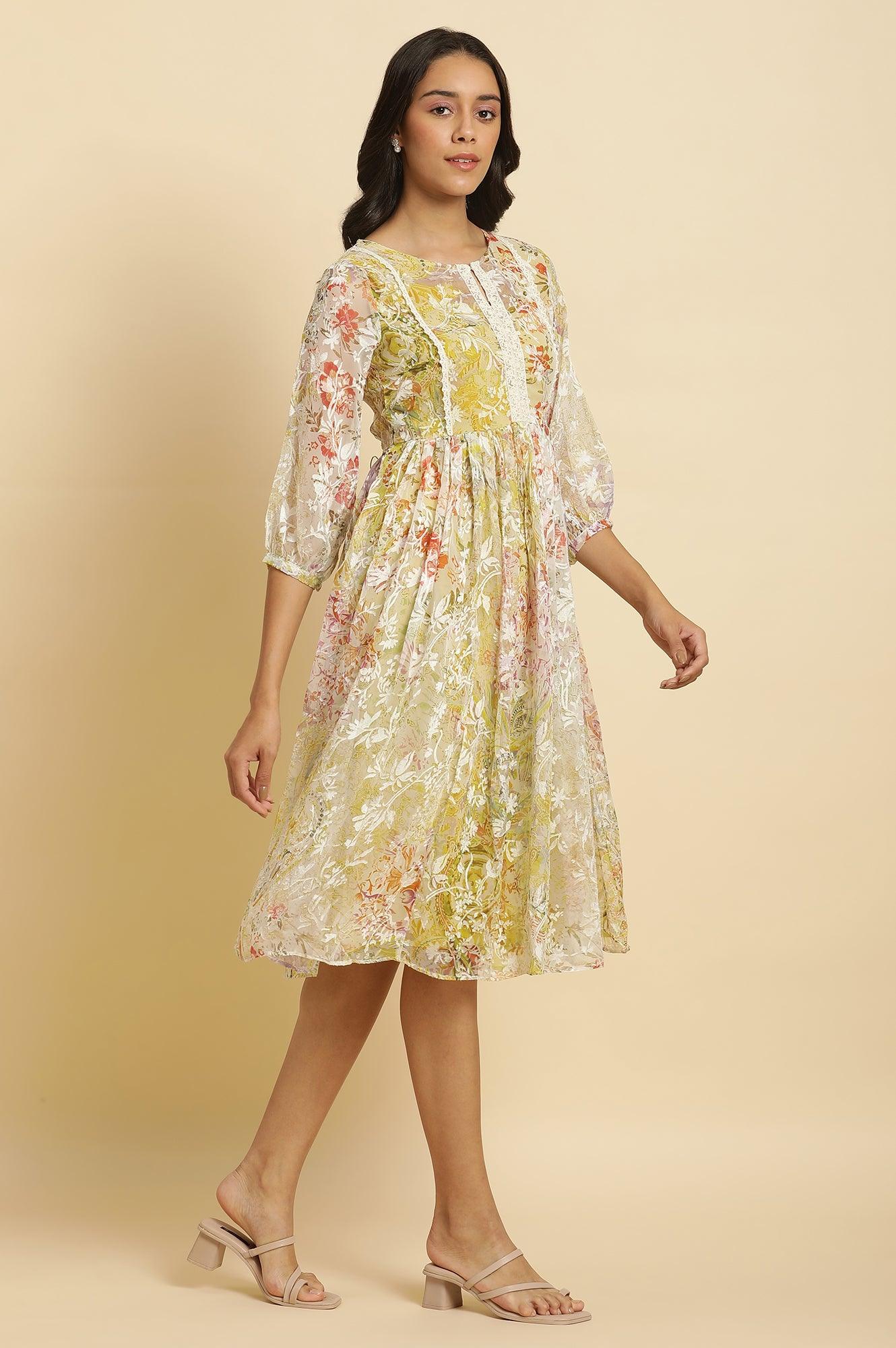Multi-Coloured Breezy Sheer Printed Short Dress - wforwoman