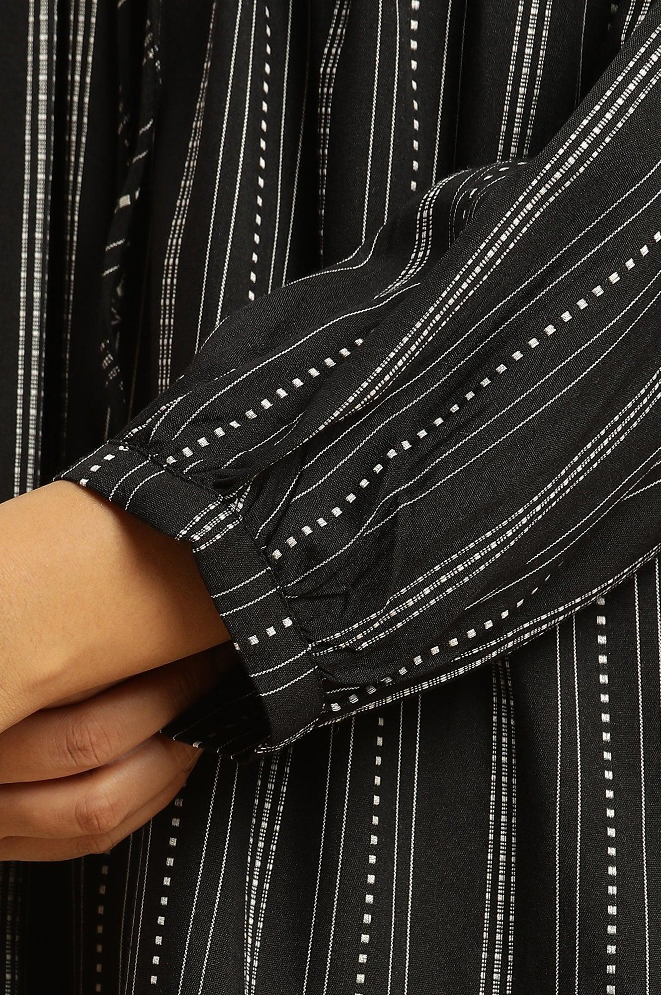 Black Smocked Stripe Western Top - wforwoman