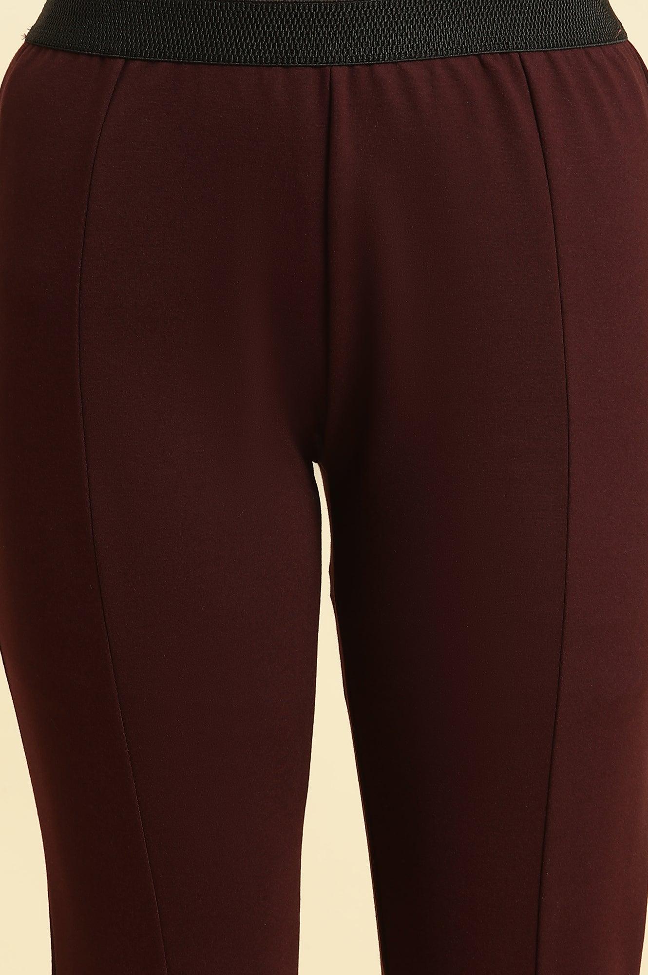 Wine Basic Western Wear Leggings - wforwoman