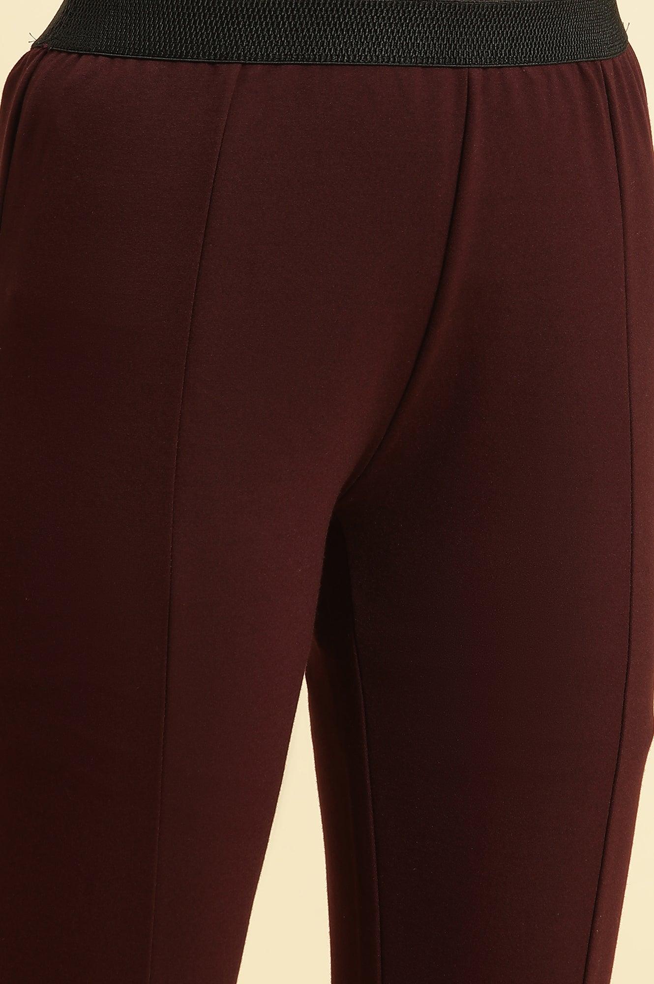 Wine Basic Western Wear Leggings - wforwoman