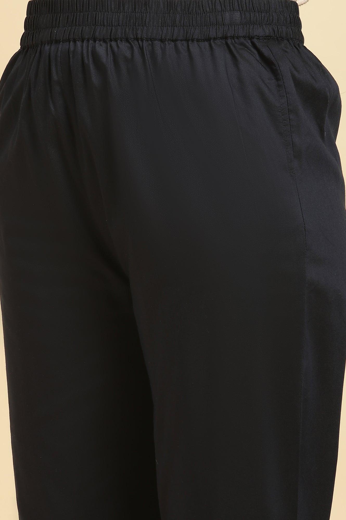 Dark Blue Zari Embroidered Festive Kurta, Pants And Dupatta Set - wforwoman