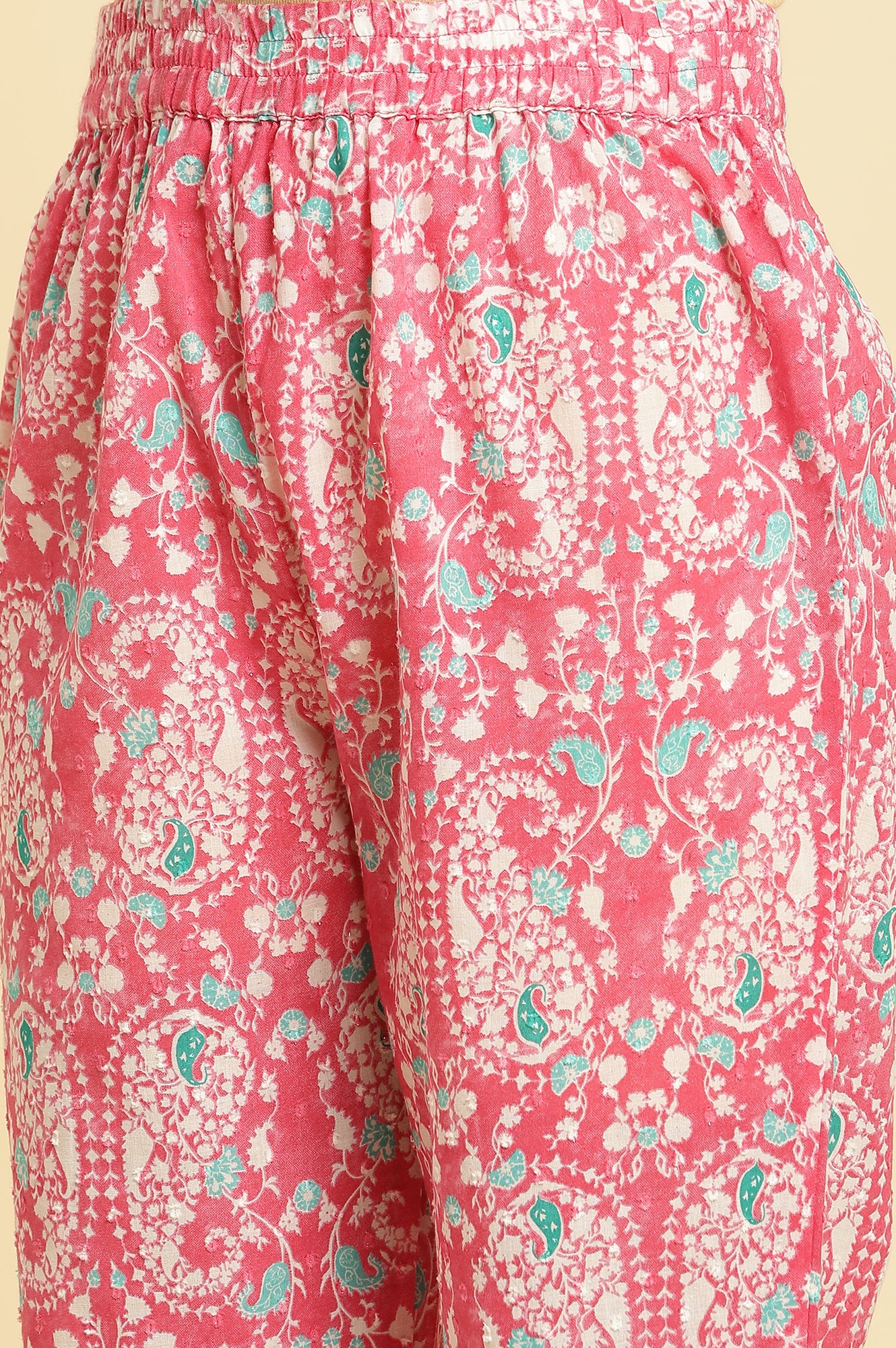 Pink Printed Straight Kurta And Pants Co-Ord Set