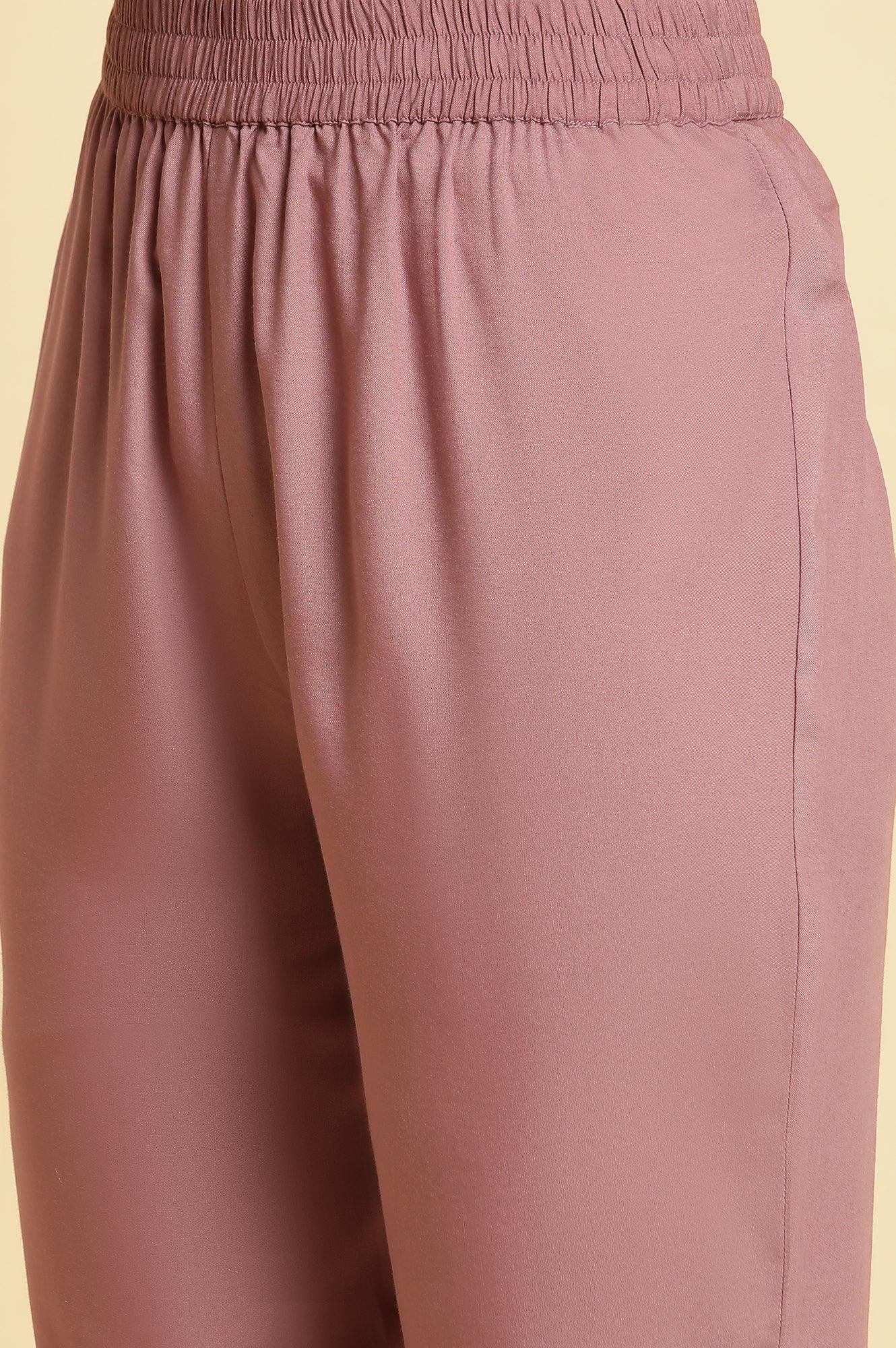 Orchid Pink Embellished Kurta, Pants And Jacquard Dupatta Set - wforwoman