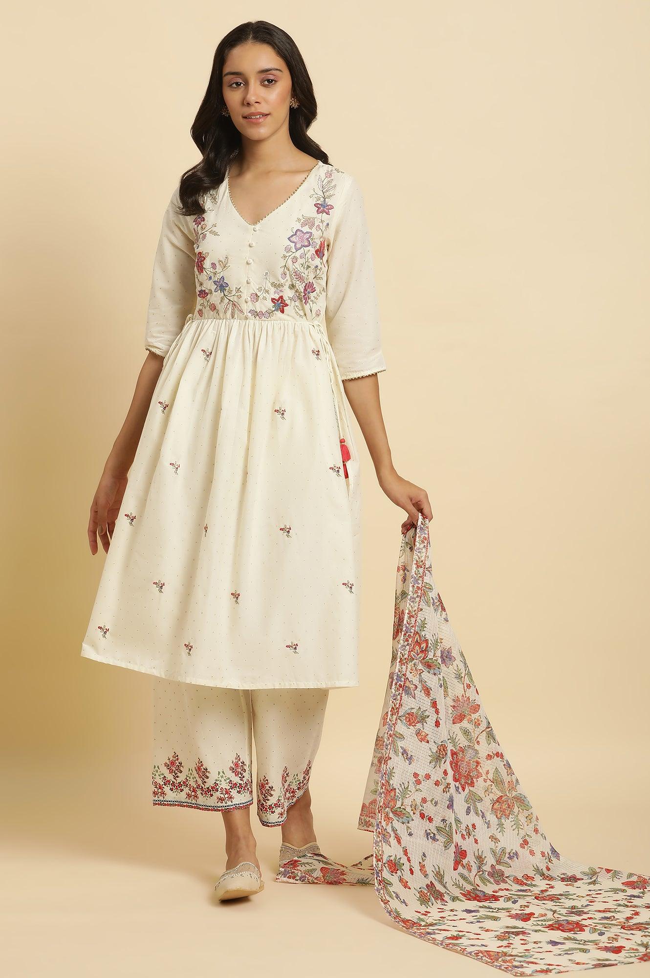 Indo Western Jaipur Kurti Designs Myntra Printed Kurtis Buy Ecru