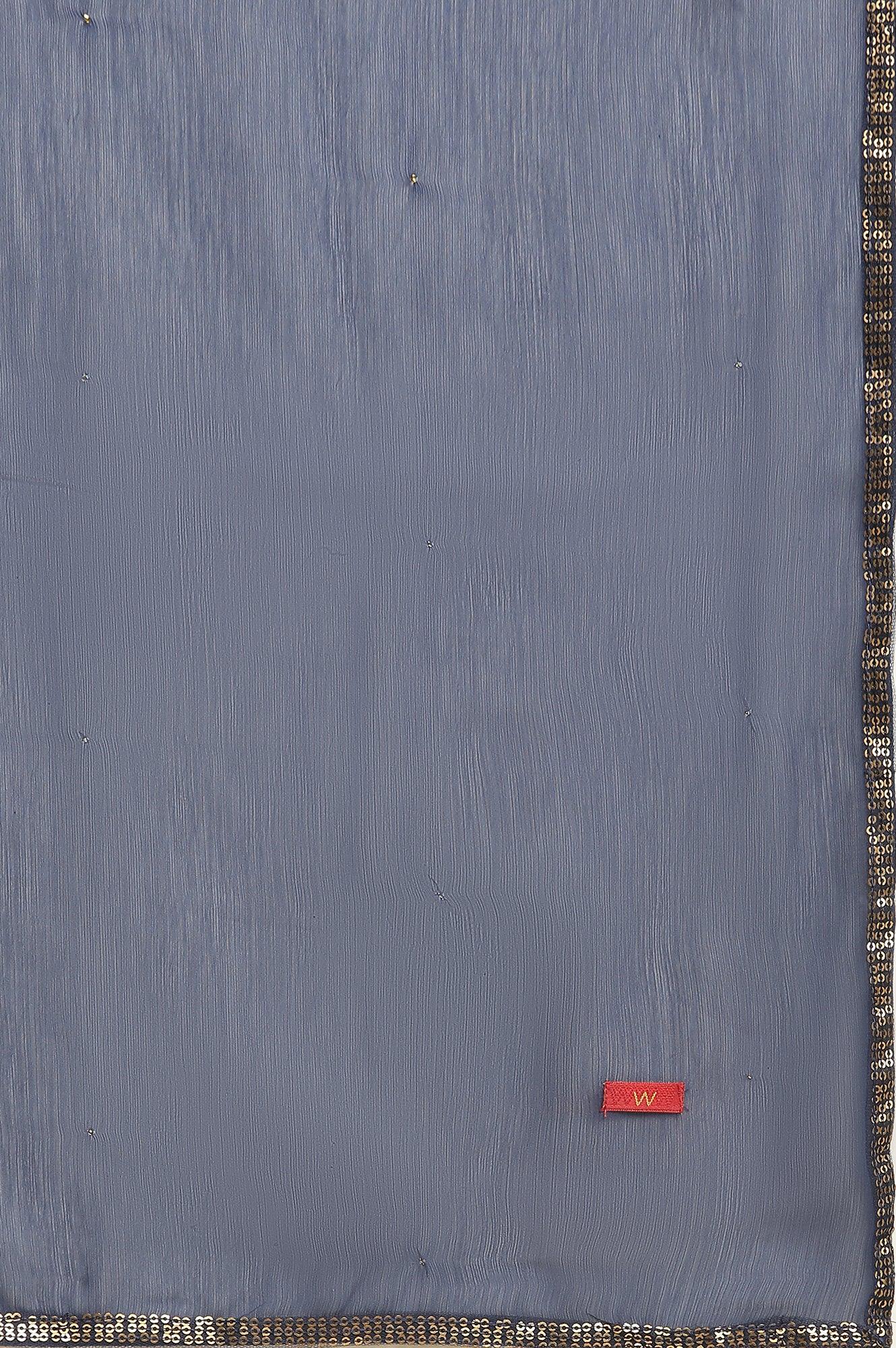 Red Sequined Printed Kurta, Pants And Dupatta Set - wforwoman