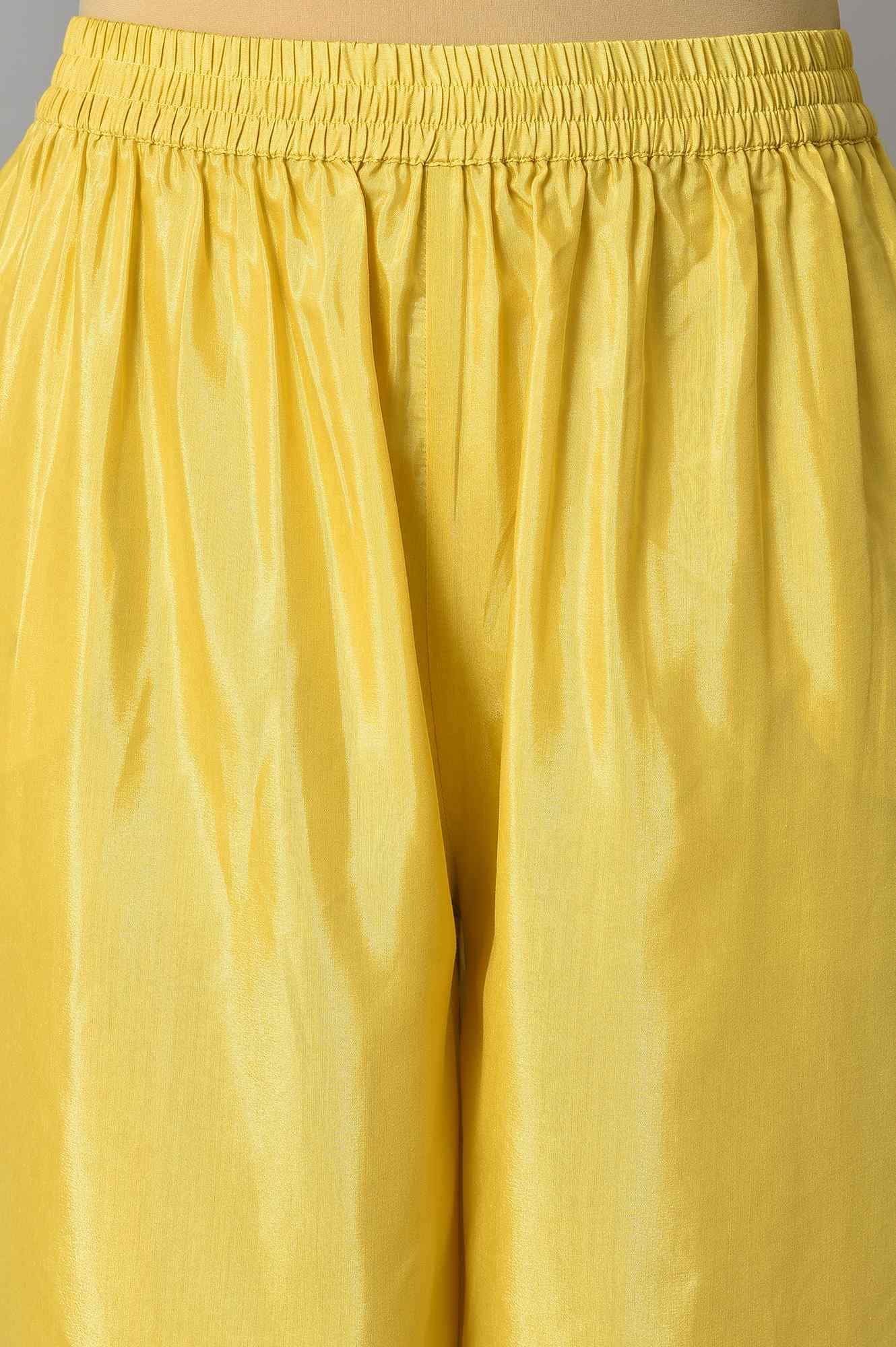 Light Yellow Printed kurta With Parallel Pants And Chiffon Dupatta - wforwoman