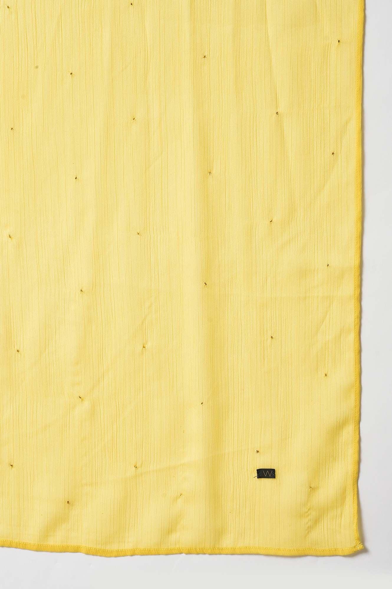 Light Yellow Printed kurta With Parallel Pants And Chiffon Dupatta - wforwoman