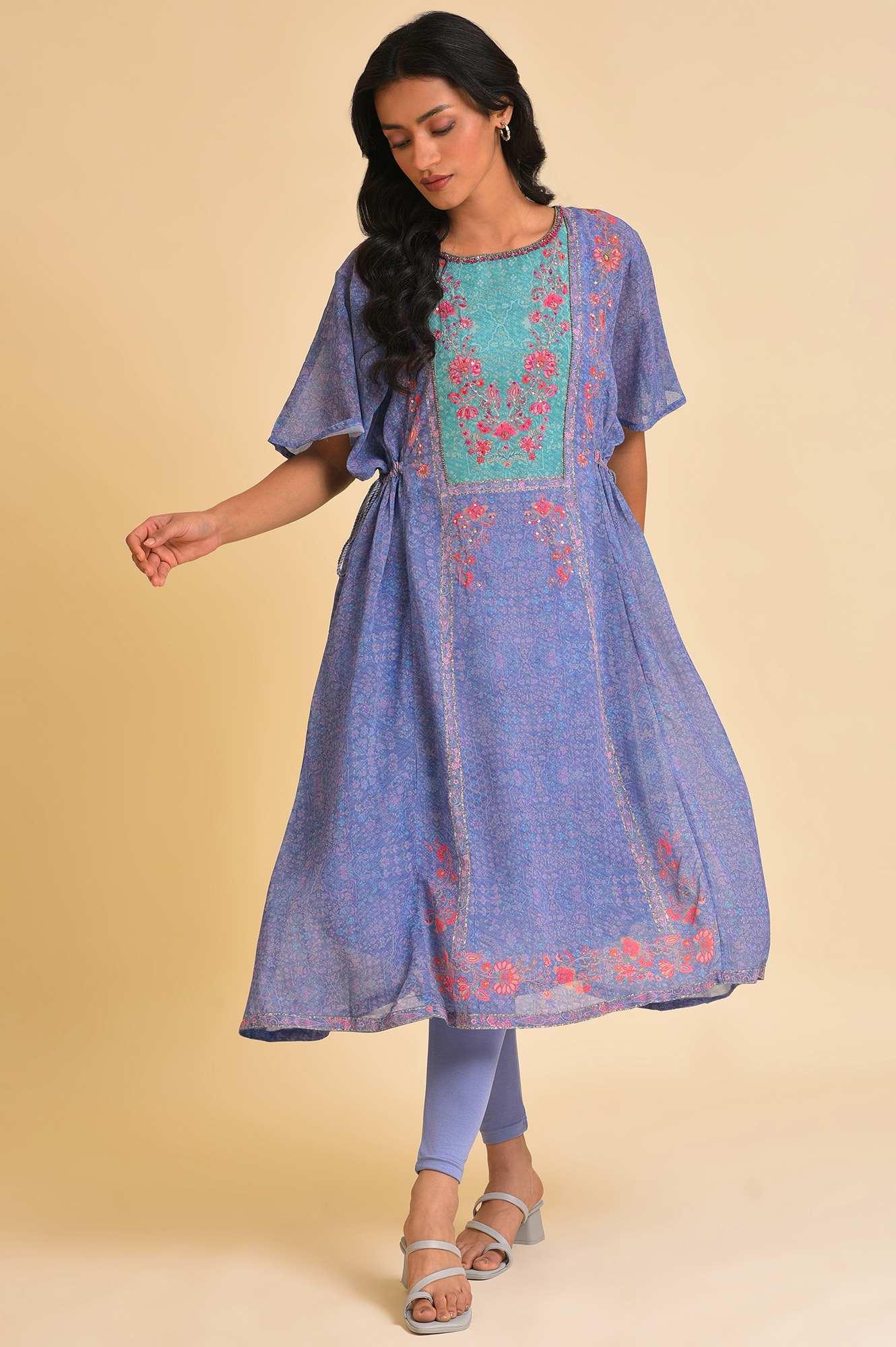 Light Purple A-Line Flowy Dress & Tights Set - wforwoman