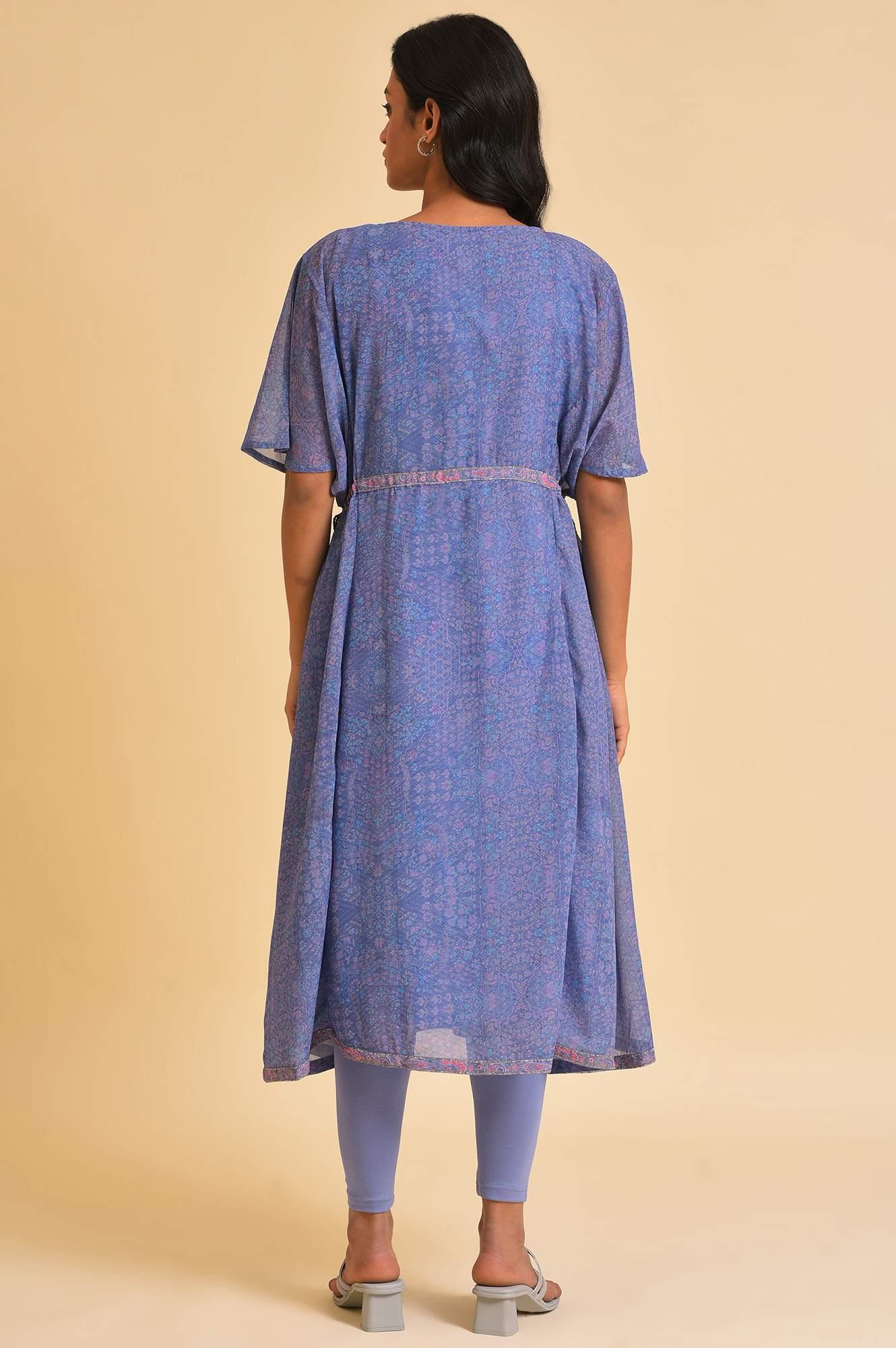 Light Purple A-Line Flowy Dress & Tights Set - wforwoman