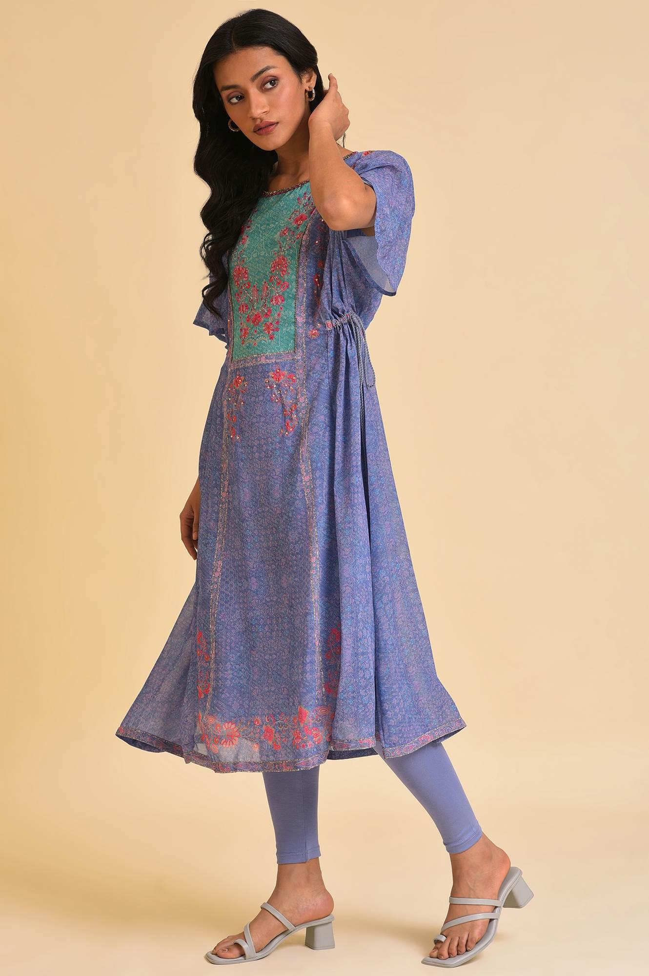 Light Purple A-Line Flowy Dress & Tights Set - wforwoman