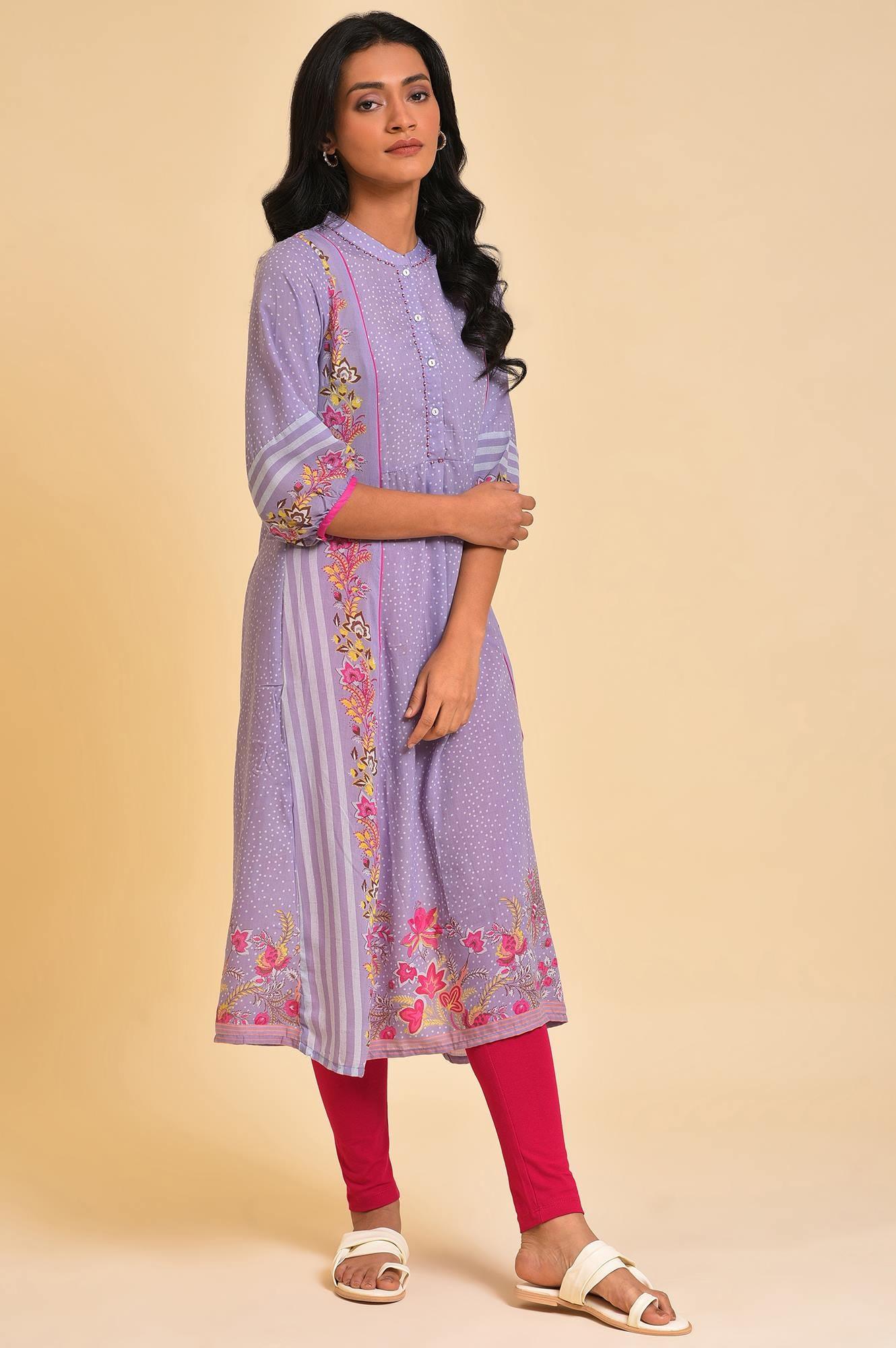 Light Purple Placement Print Tunic - wforwoman