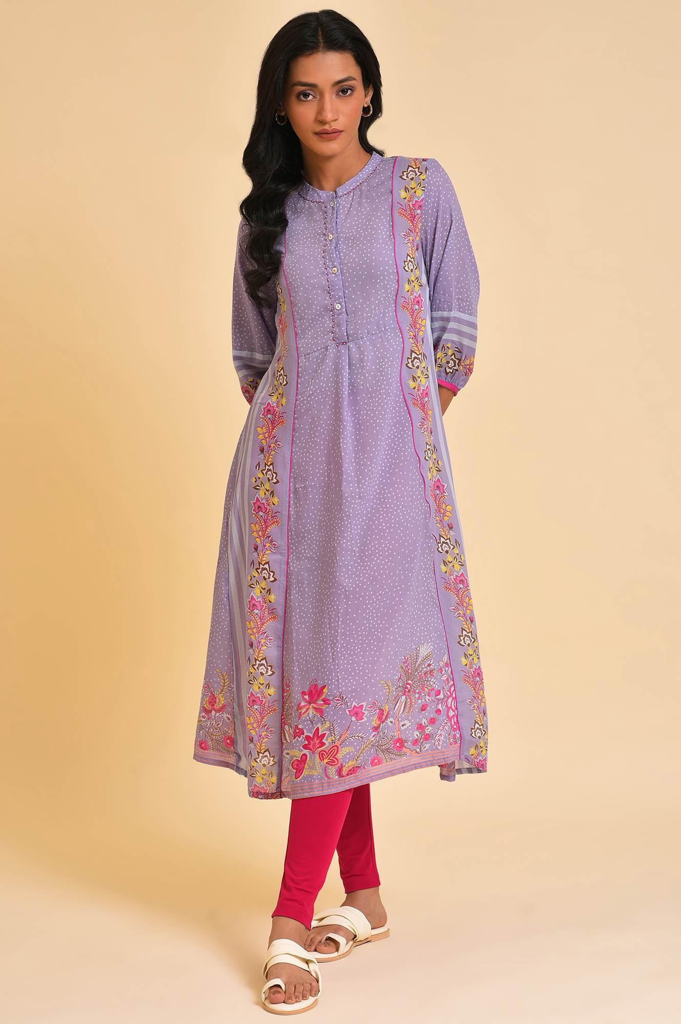 Light Purple Placement Print Tunic - wforwoman