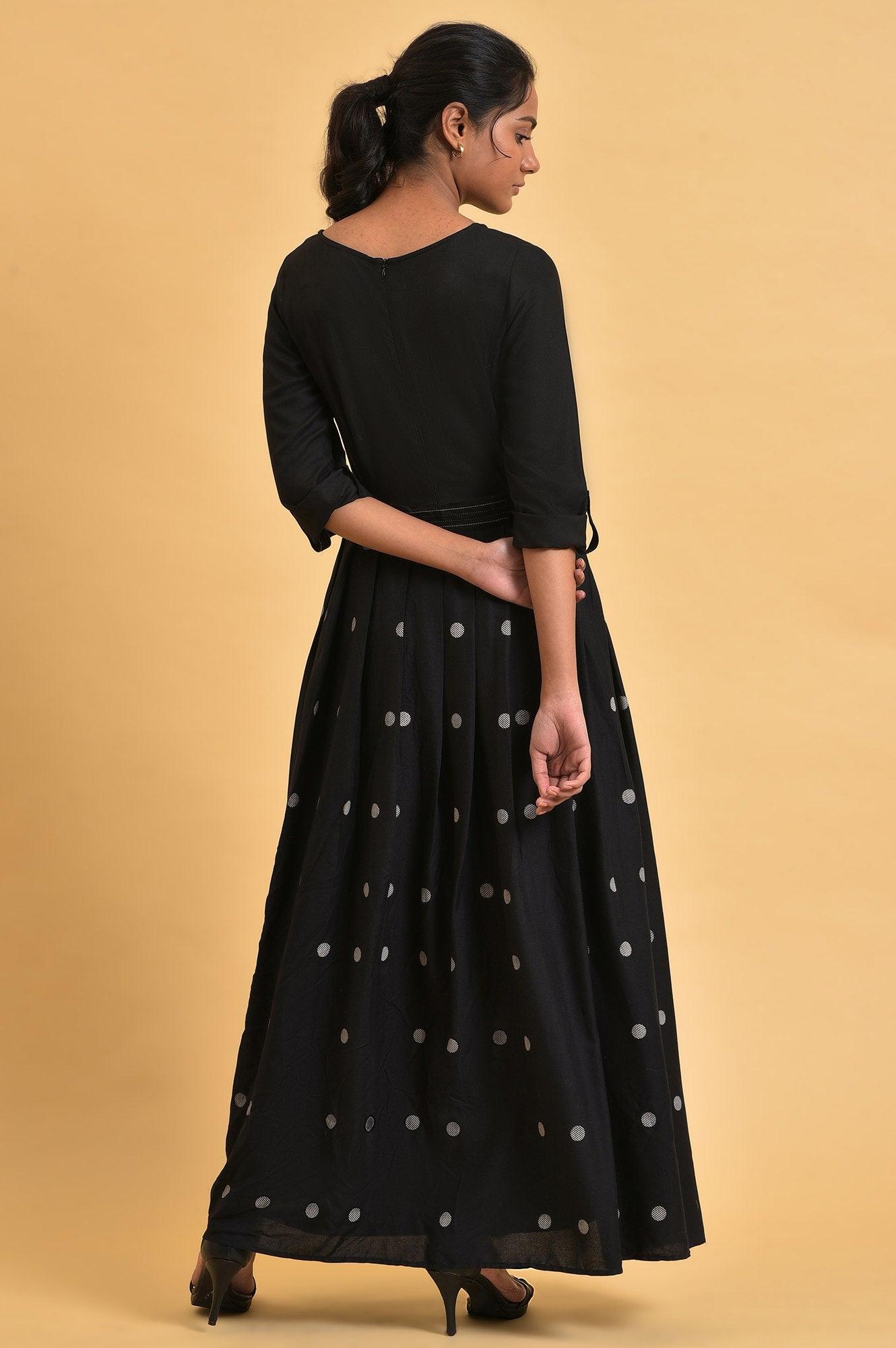 Black Polka Dot Jumpsuit with Belt - wforwoman