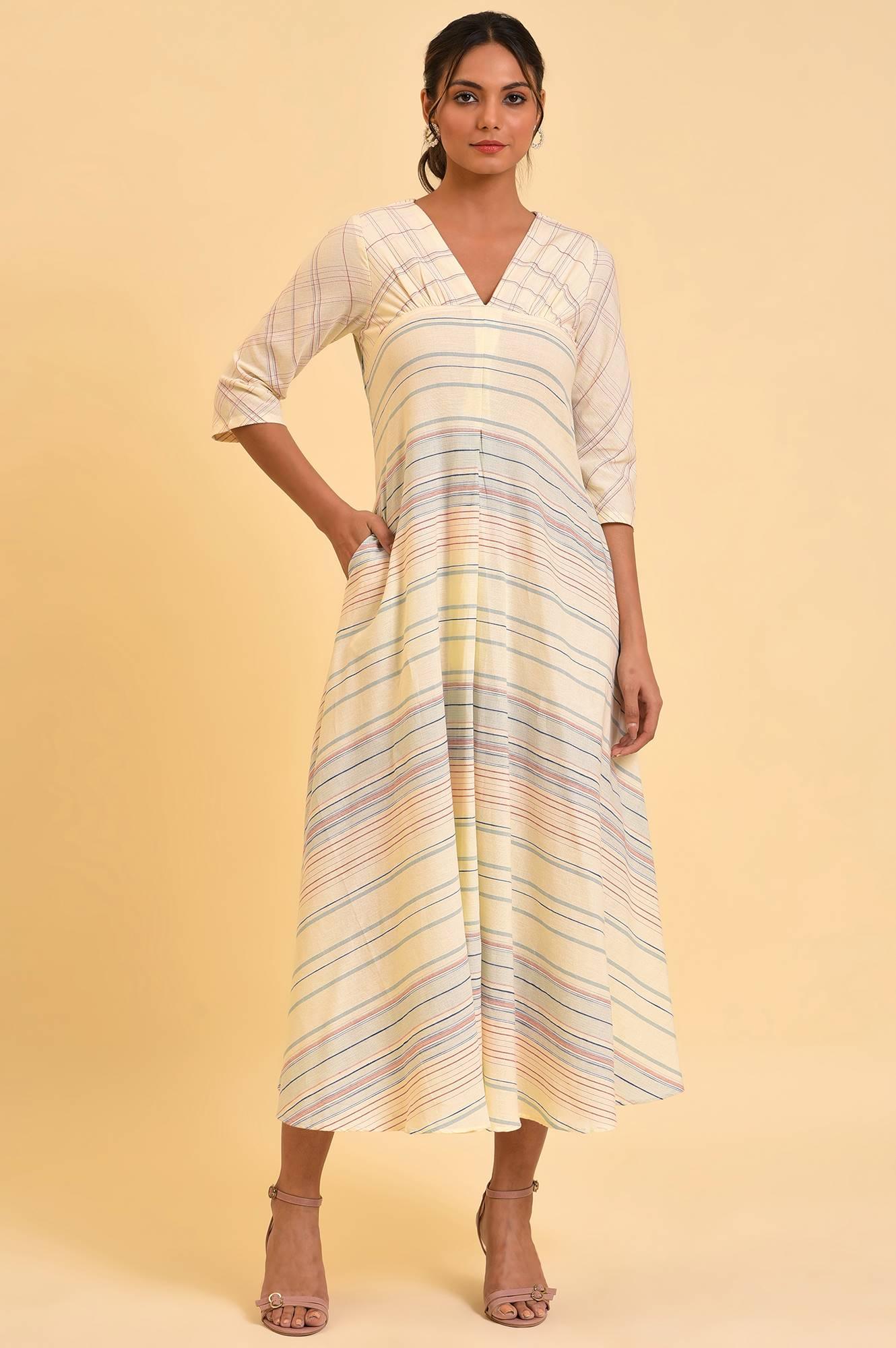 Buy Ecru Summer Maxi Dress With Stylized Back 3599 W for woman