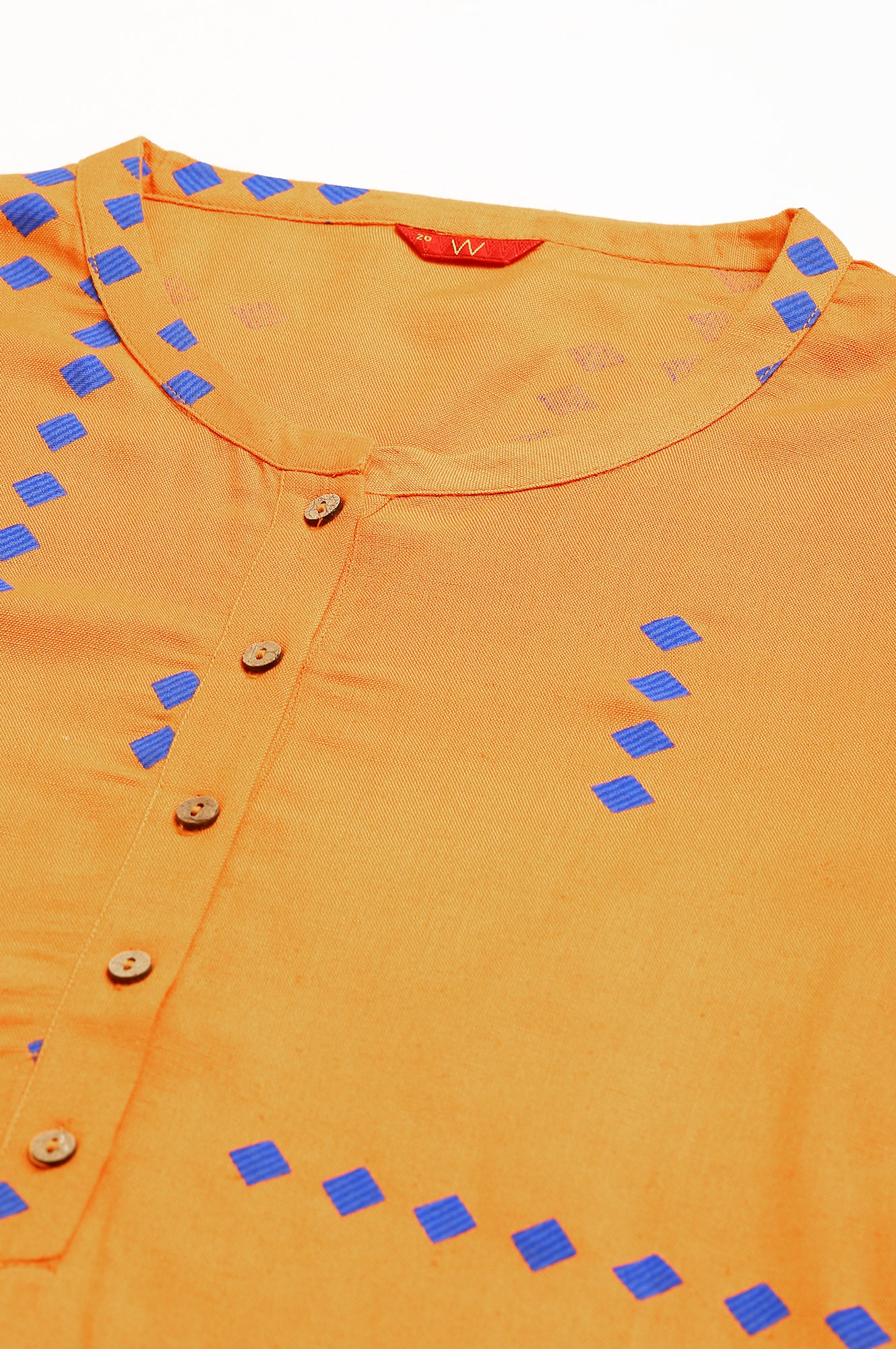 Orange Printed Asymmetrical Plus Size kurta