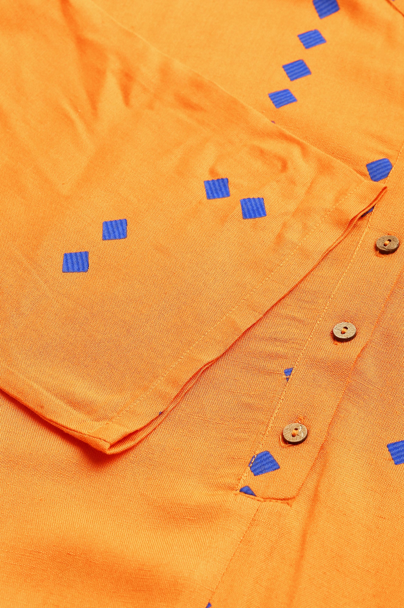 Orange Printed Asymmetrical Plus Size kurta