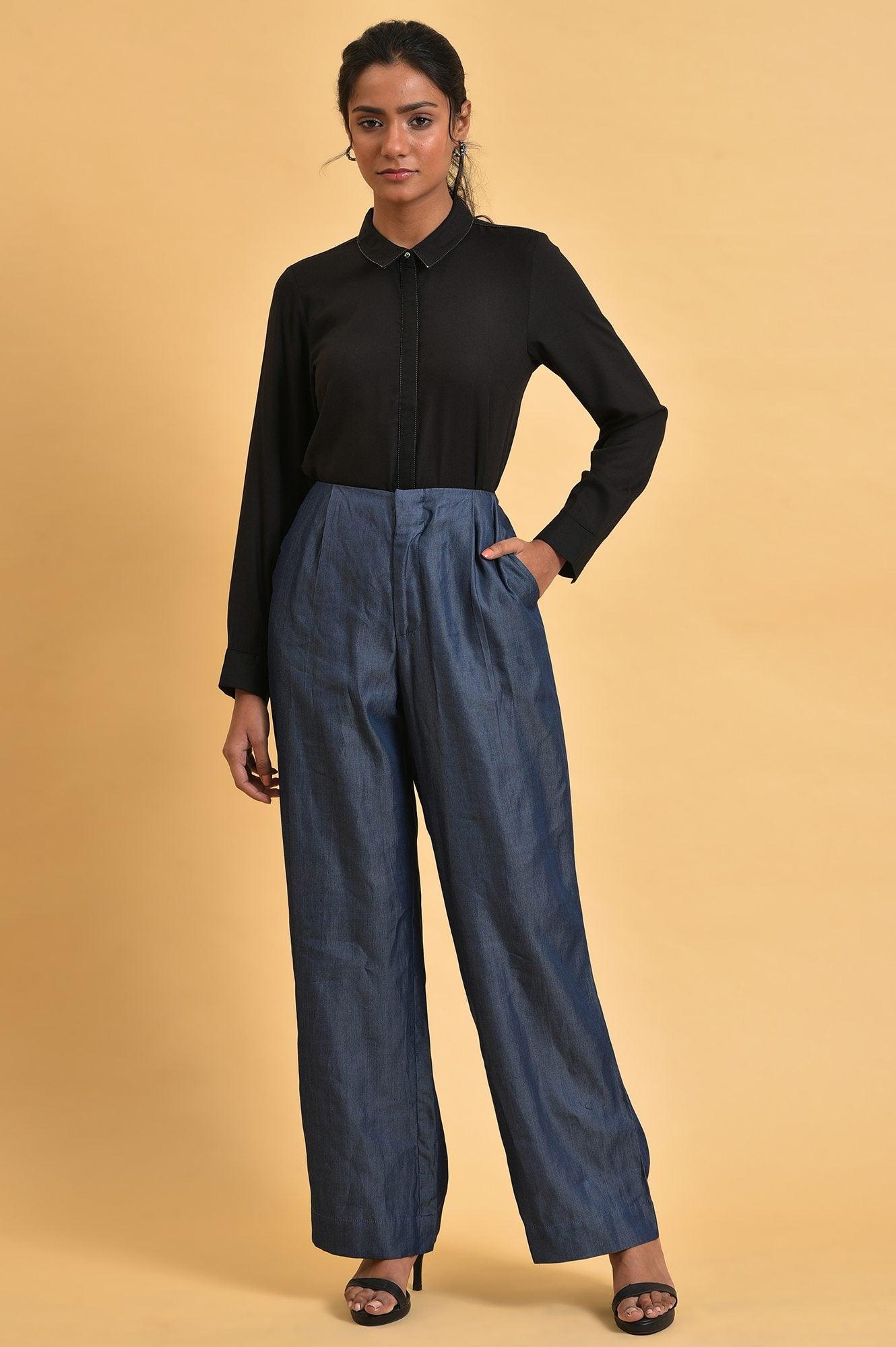 Black Rayon Women Western Shirt - wforwoman