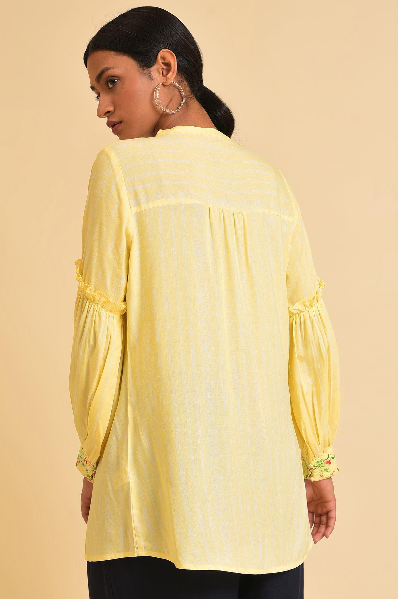 Yellow Floral Printed Top - wforwoman