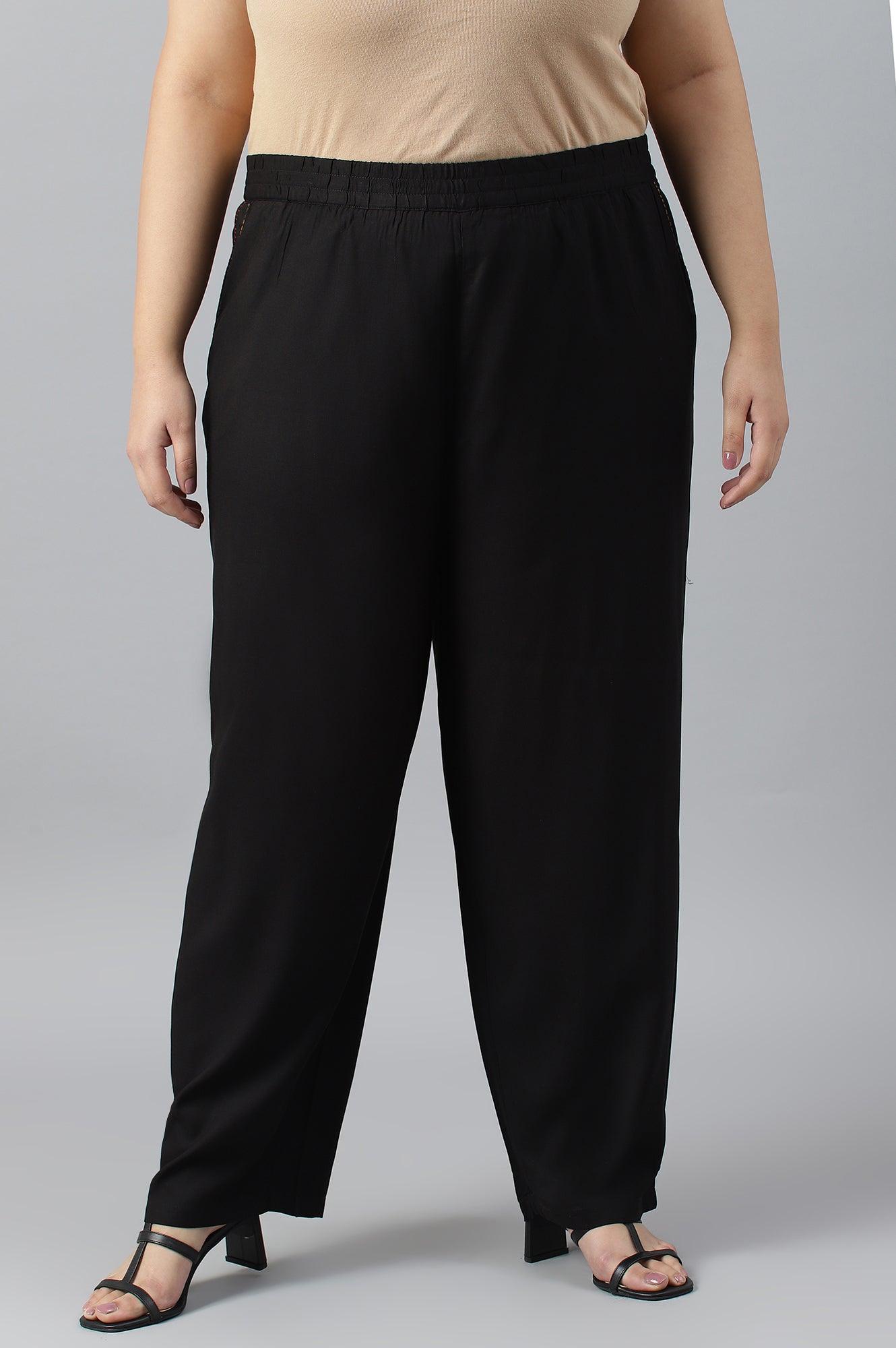 Black Pants Plus Size Womens Work Trousers Wide Leg Pants Plus