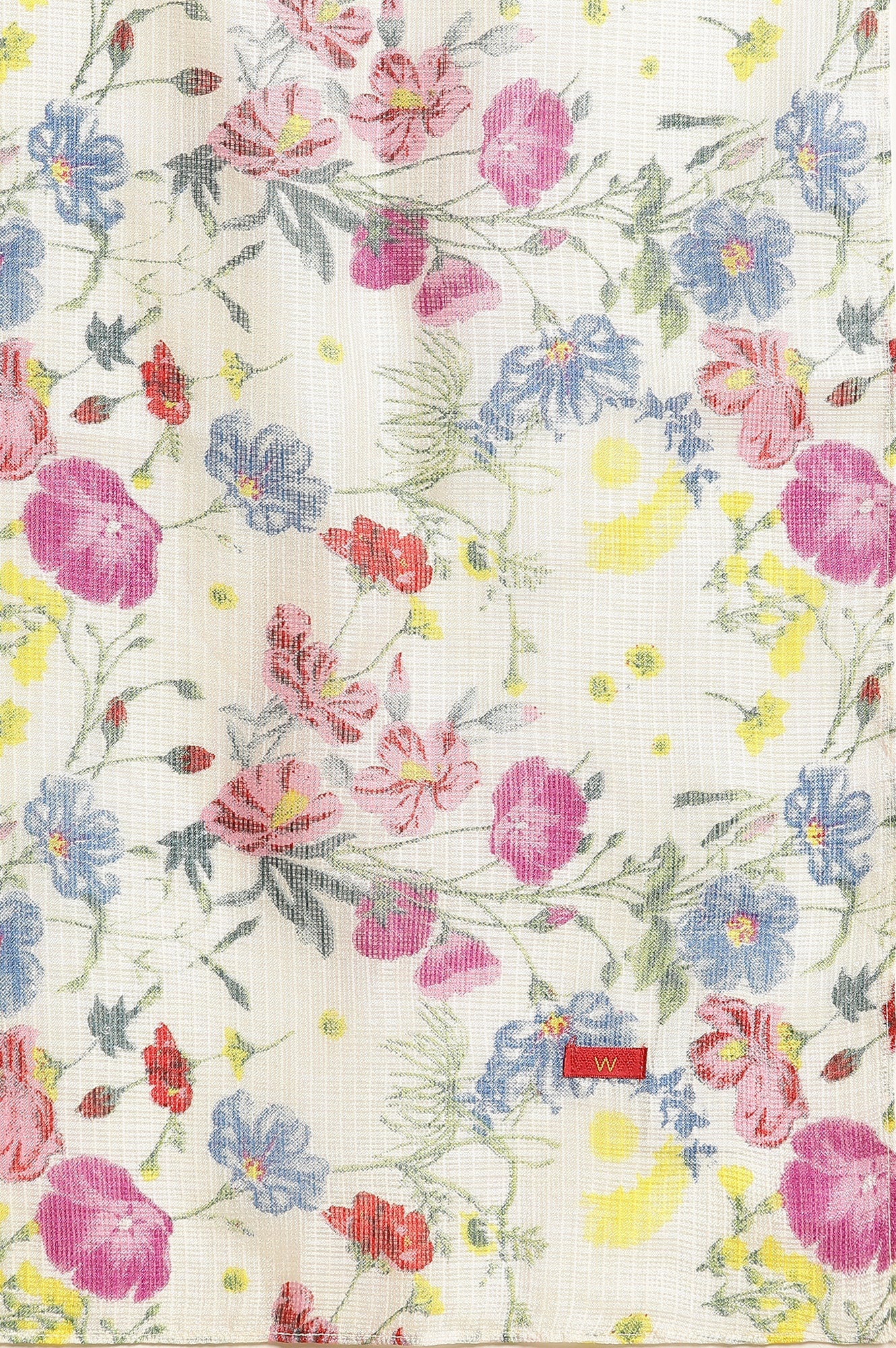 Ecru Floral Printed Kurta, Pants & Dupatta Set