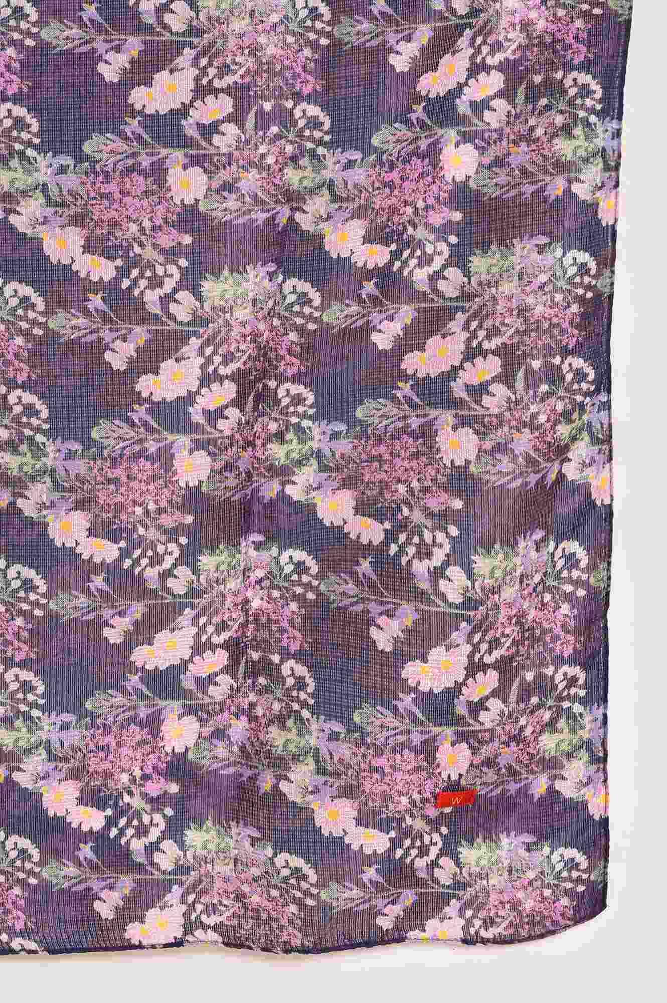 Purple Floral Printed Kurta, Pants & Dupatta Set - wforwoman