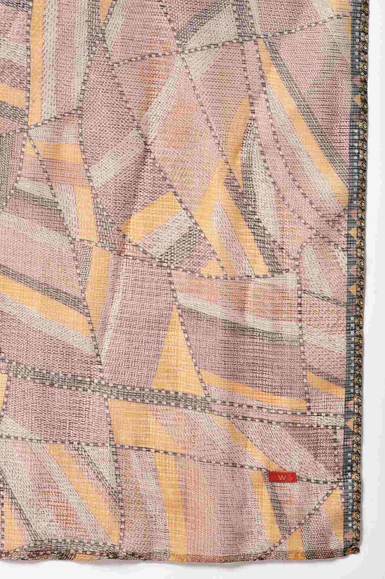 Brown Stripe Print kurta Set - wforwoman