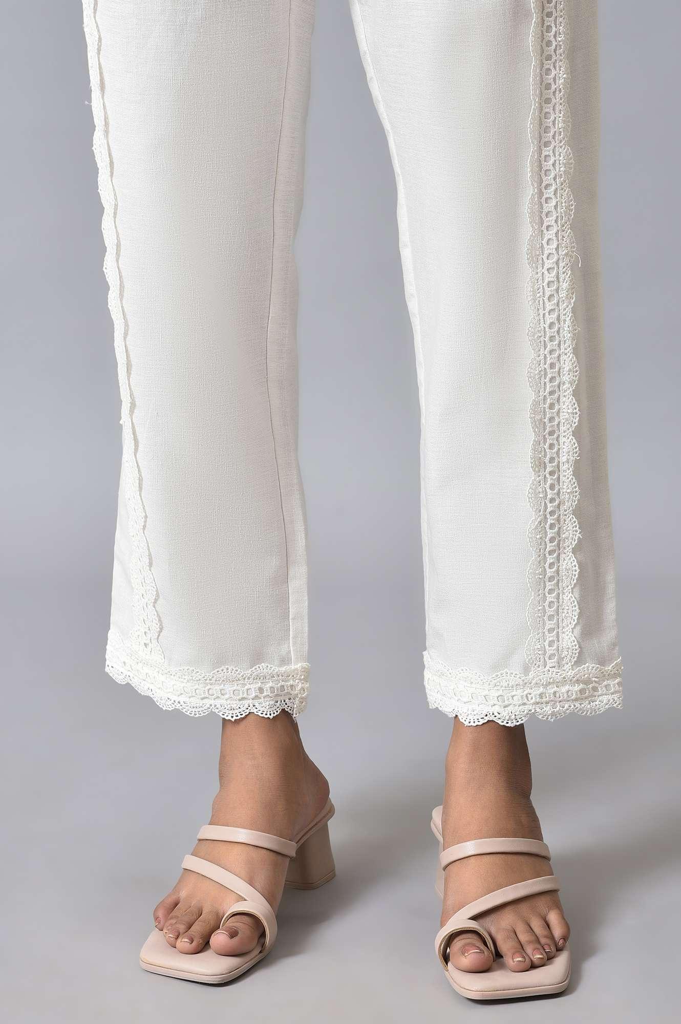 Ecru Floral Printed Straight kurta Set - wforwoman