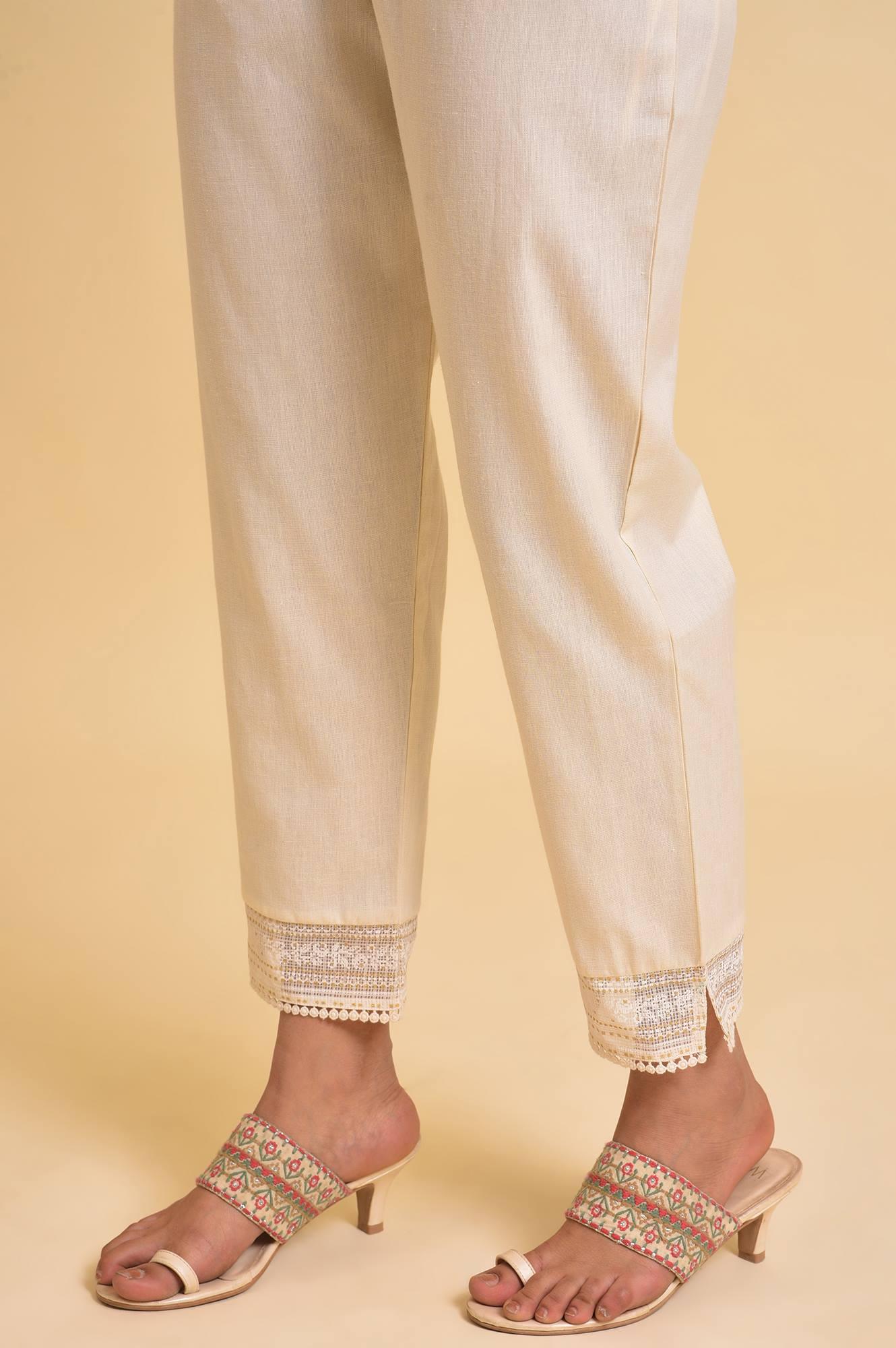 Ecru Glitter Printed Angrakha kurta & Pants Set - wforwoman