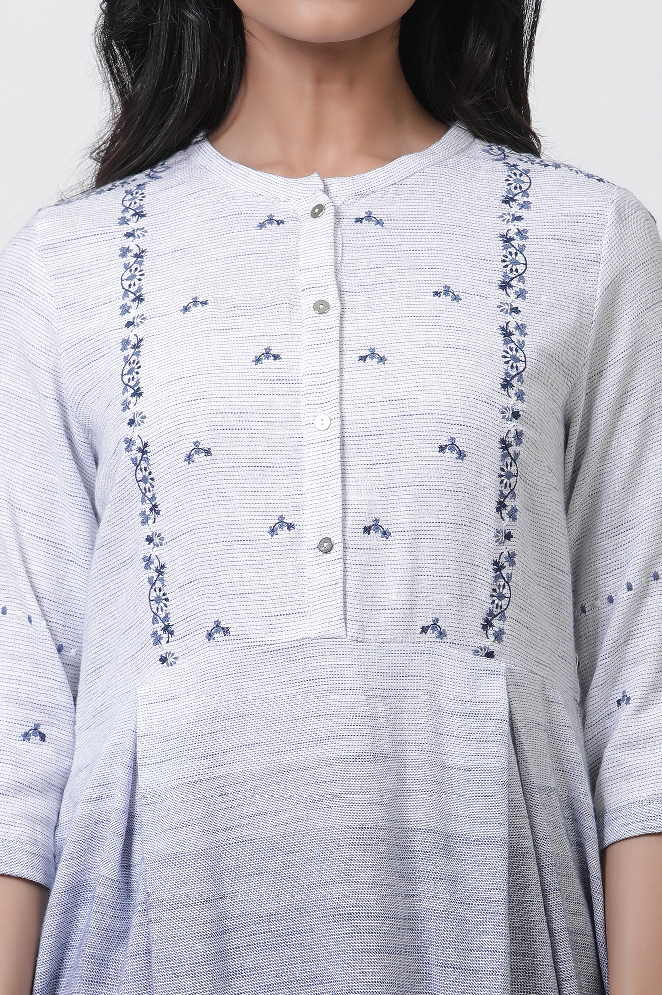 Grey & Blue Ombre A-Line Kurta And Pants Set