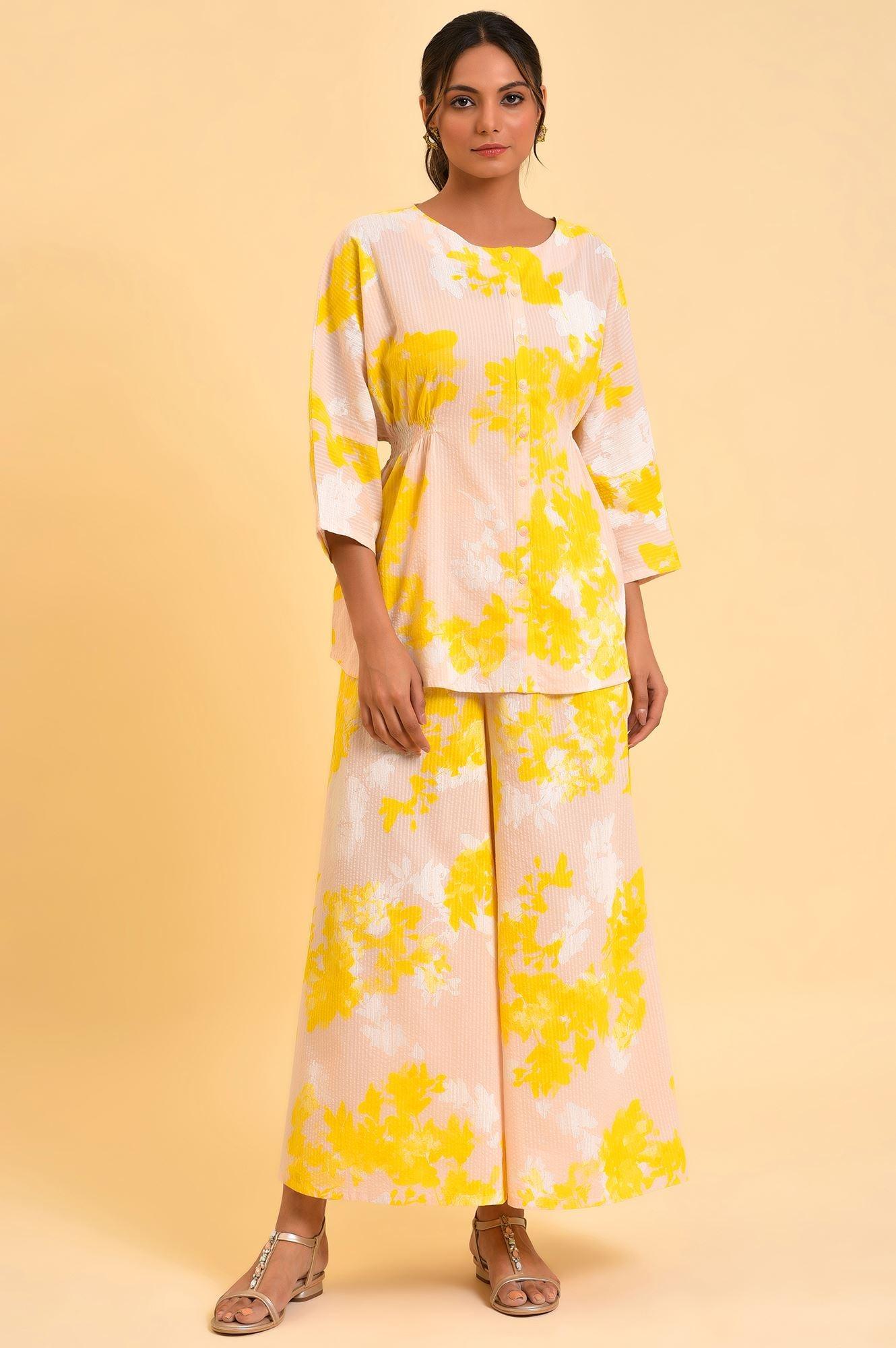 Pink Floral Printed Top & Flared Pants Set - wforwoman