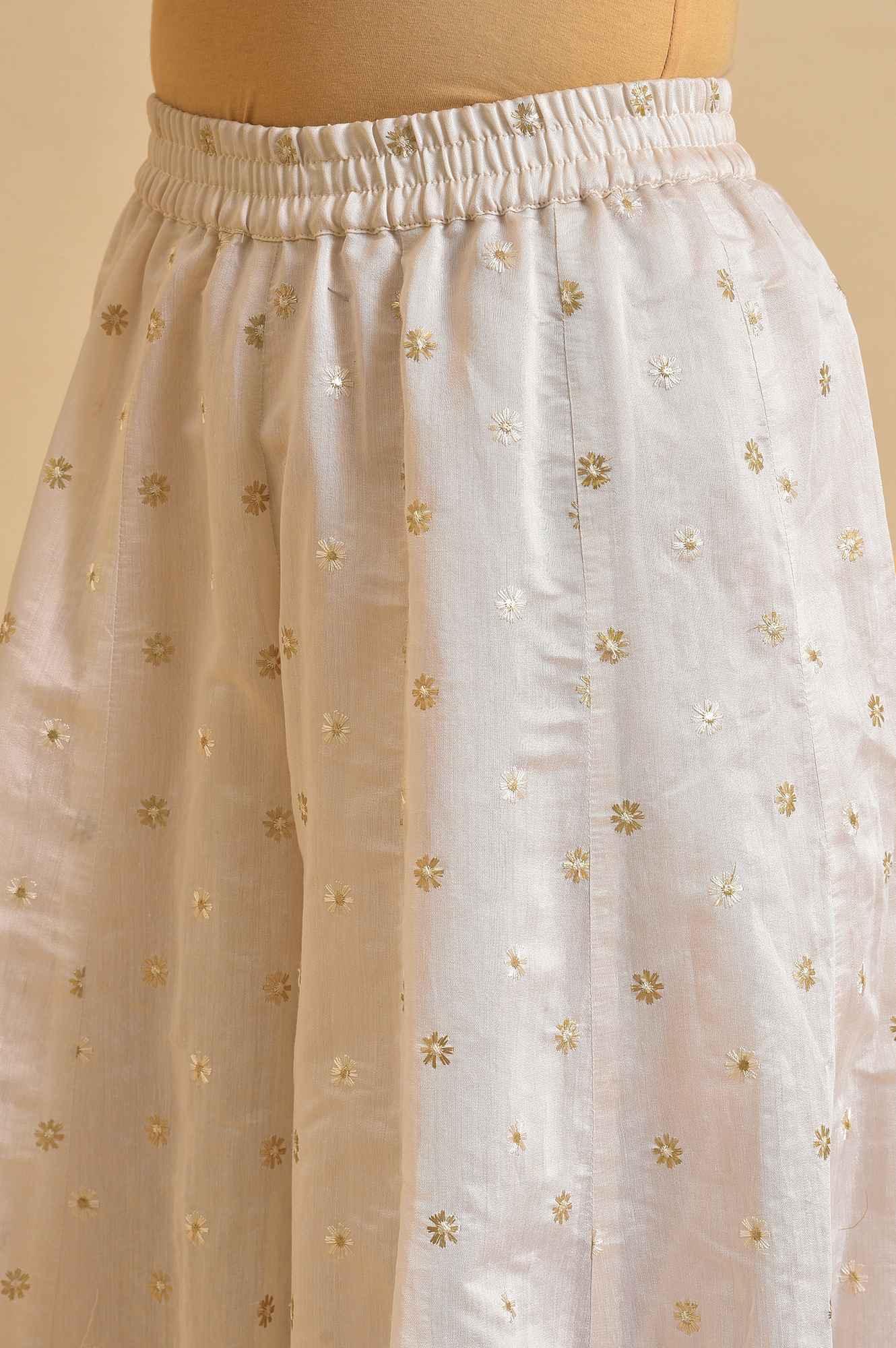 Ecru Floral Printed Festive kurta Set - wforwoman