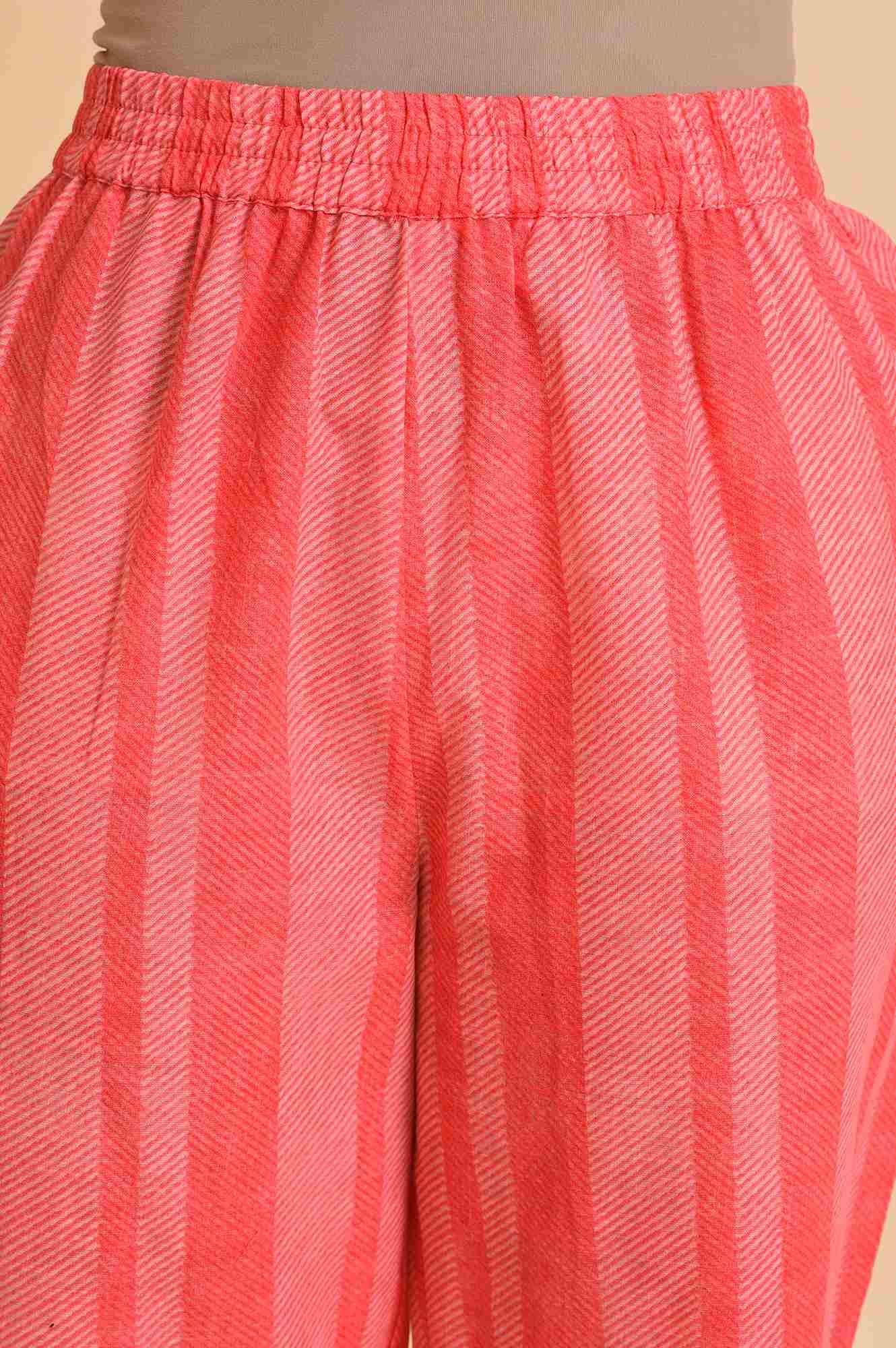 Light Red Printed kurta, Pants & Dupatta Co-Ord Set - wforwoman