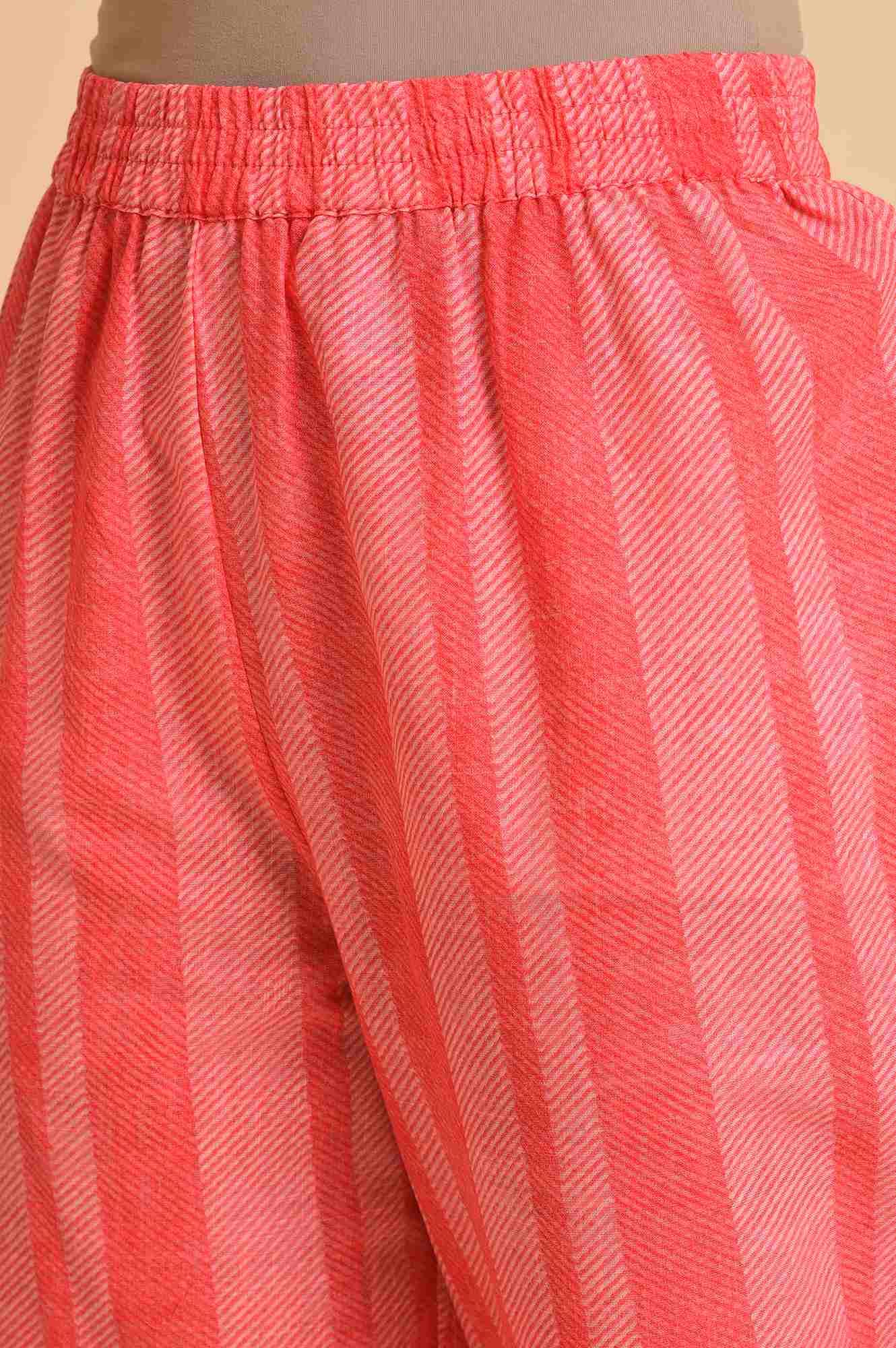 Light Red Printed kurta, Pants & Dupatta Co-Ord Set - wforwoman