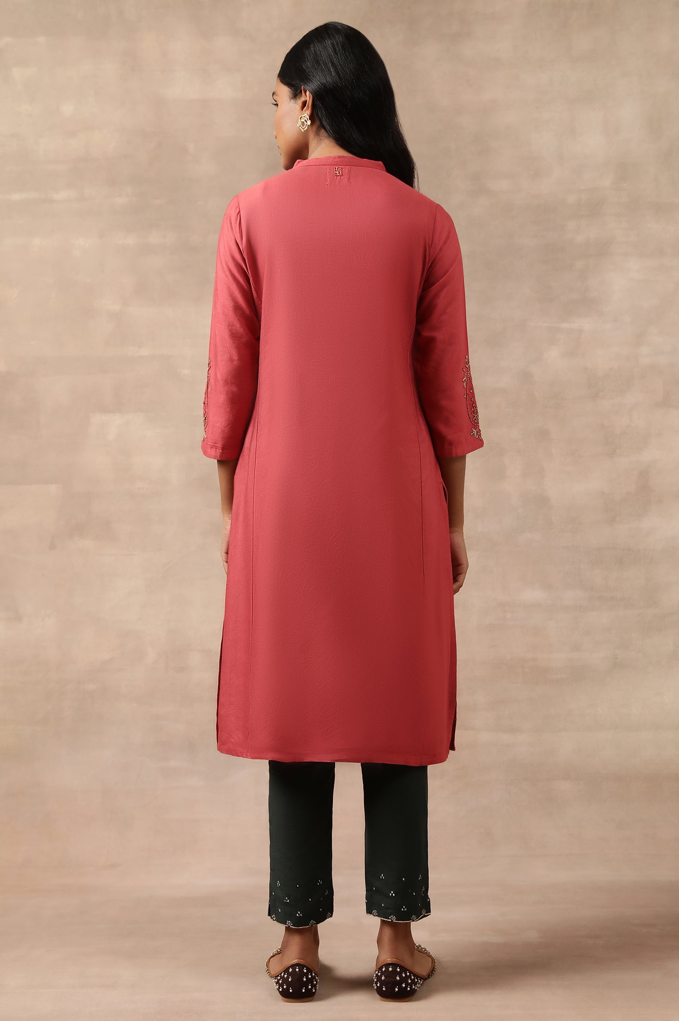 Bead Embroidered Viscose Silk Tussar kurta