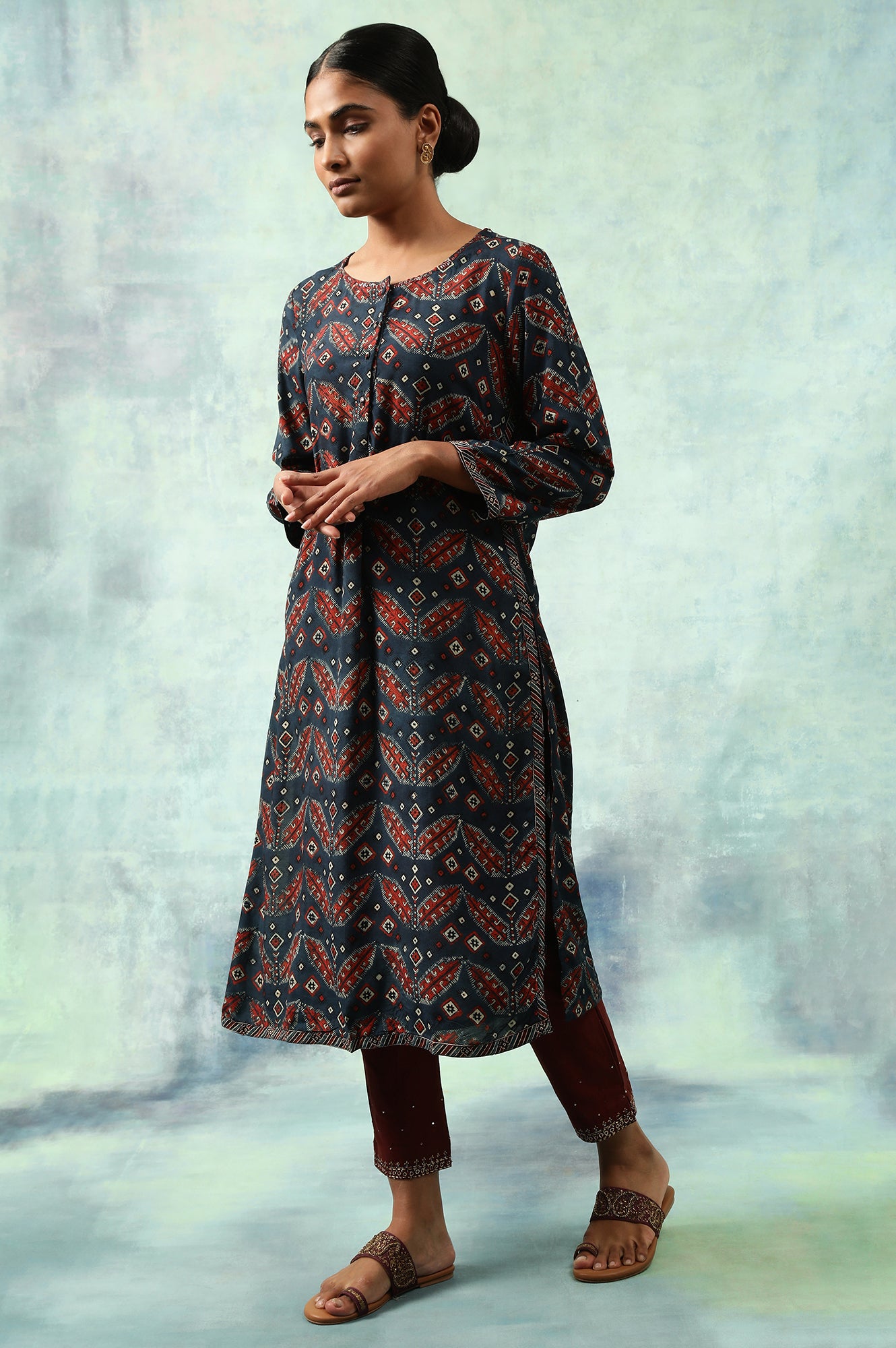 Indigo Blue Ajrakh Print kurta