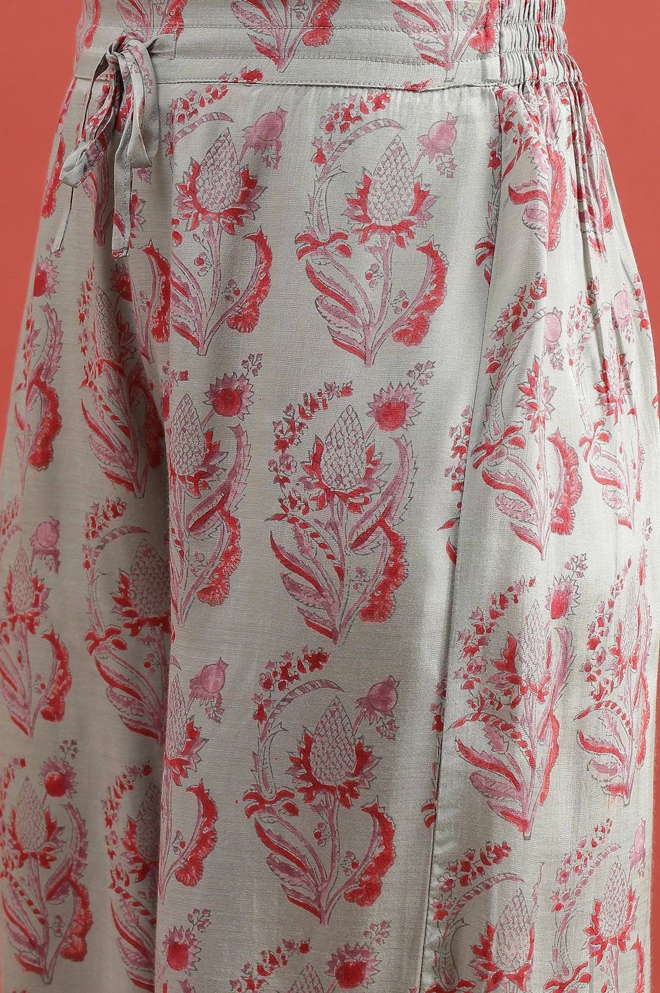 Smoke Green Printed Parallel Pants - wforwoman