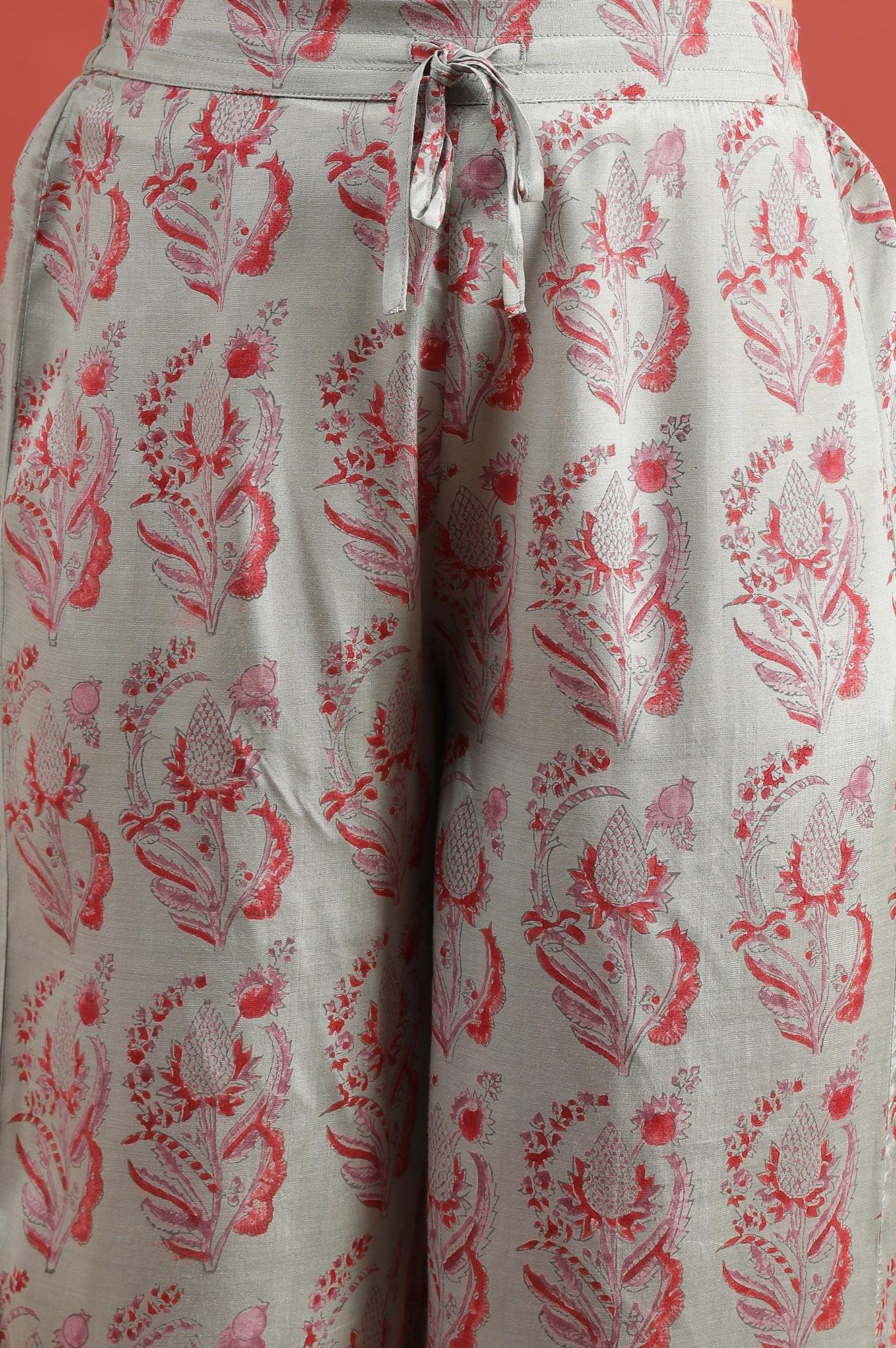 Smoke Green Printed Parallel Pants - wforwoman