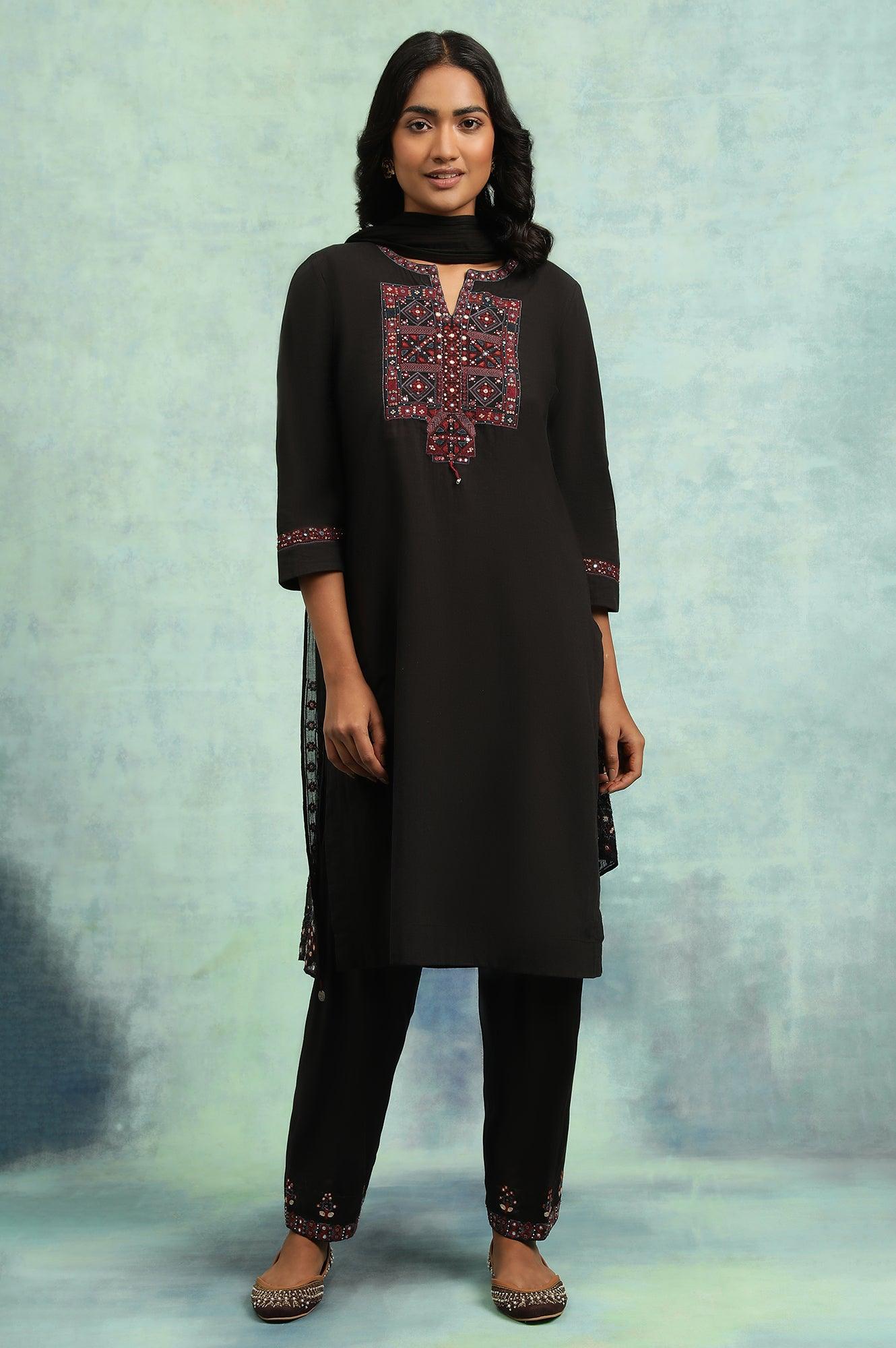 Cofee Brown Solid Salwar With Mirror Work Embroidery At Hem - wforwoman