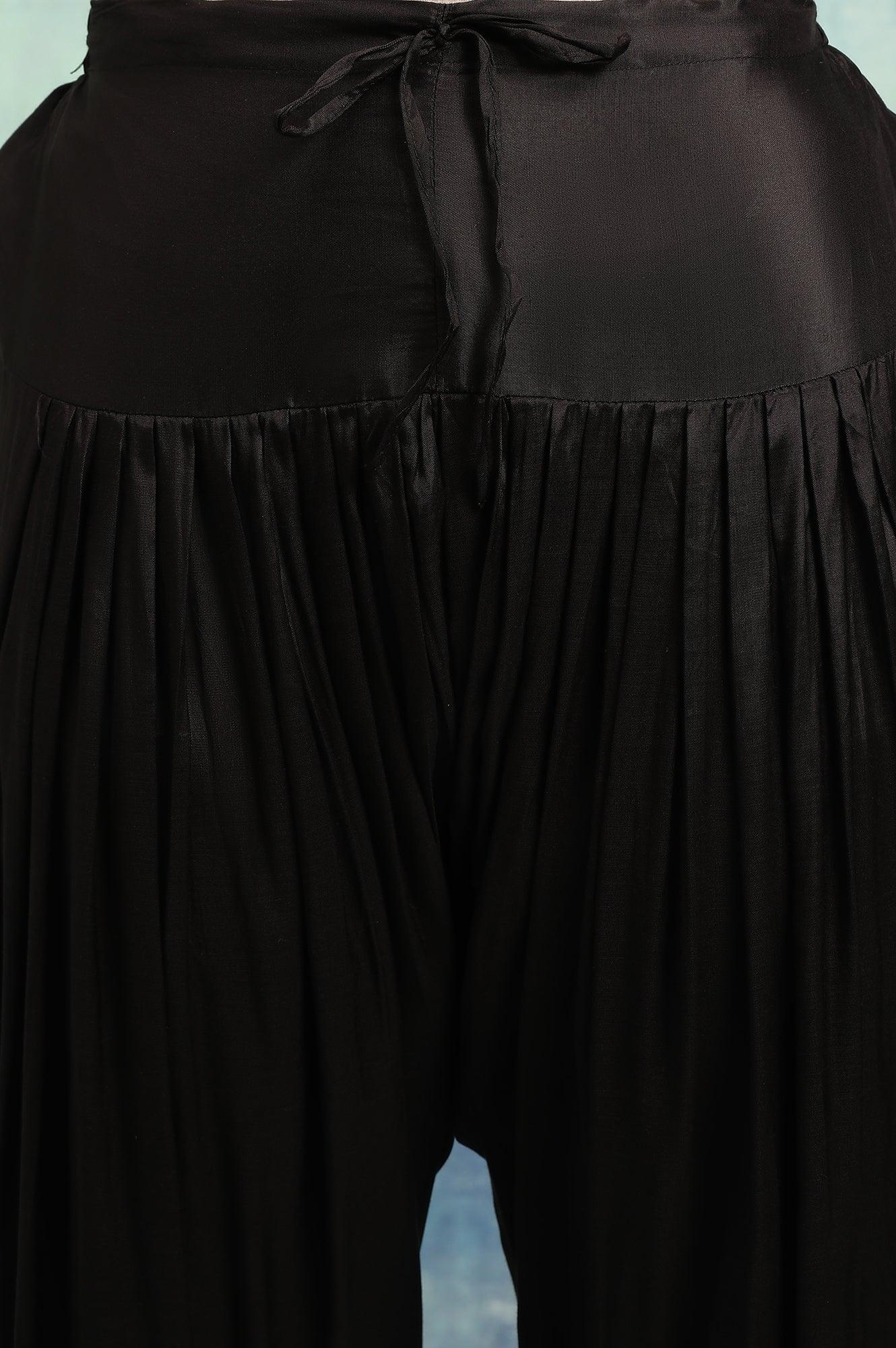 Cofee Brown Solid Salwar With Mirror Work Embroidery At Hem - wforwoman