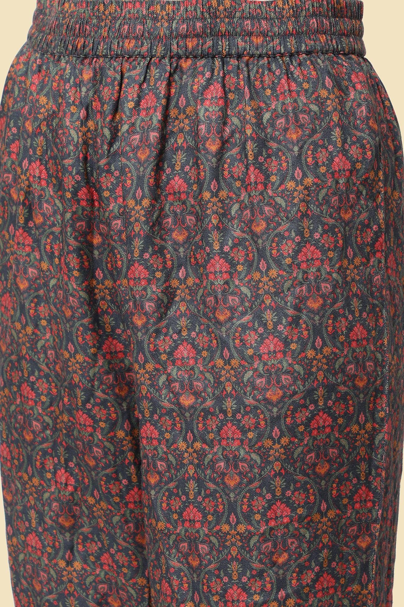 Blue Embellished Flared Kurta And Pants Set - wforwoman