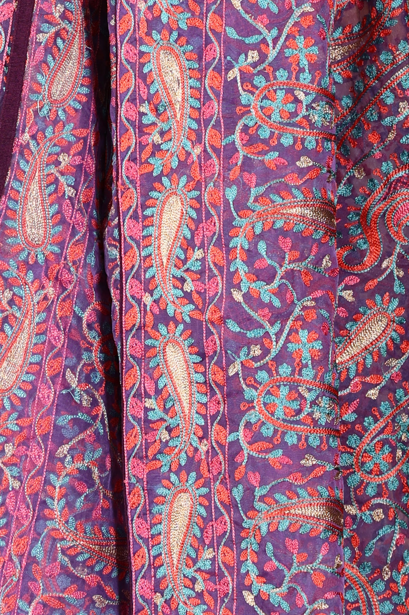 Purple Thread Embroidered Georgette Anarkali Kurta and Churidar Set with Dupatta