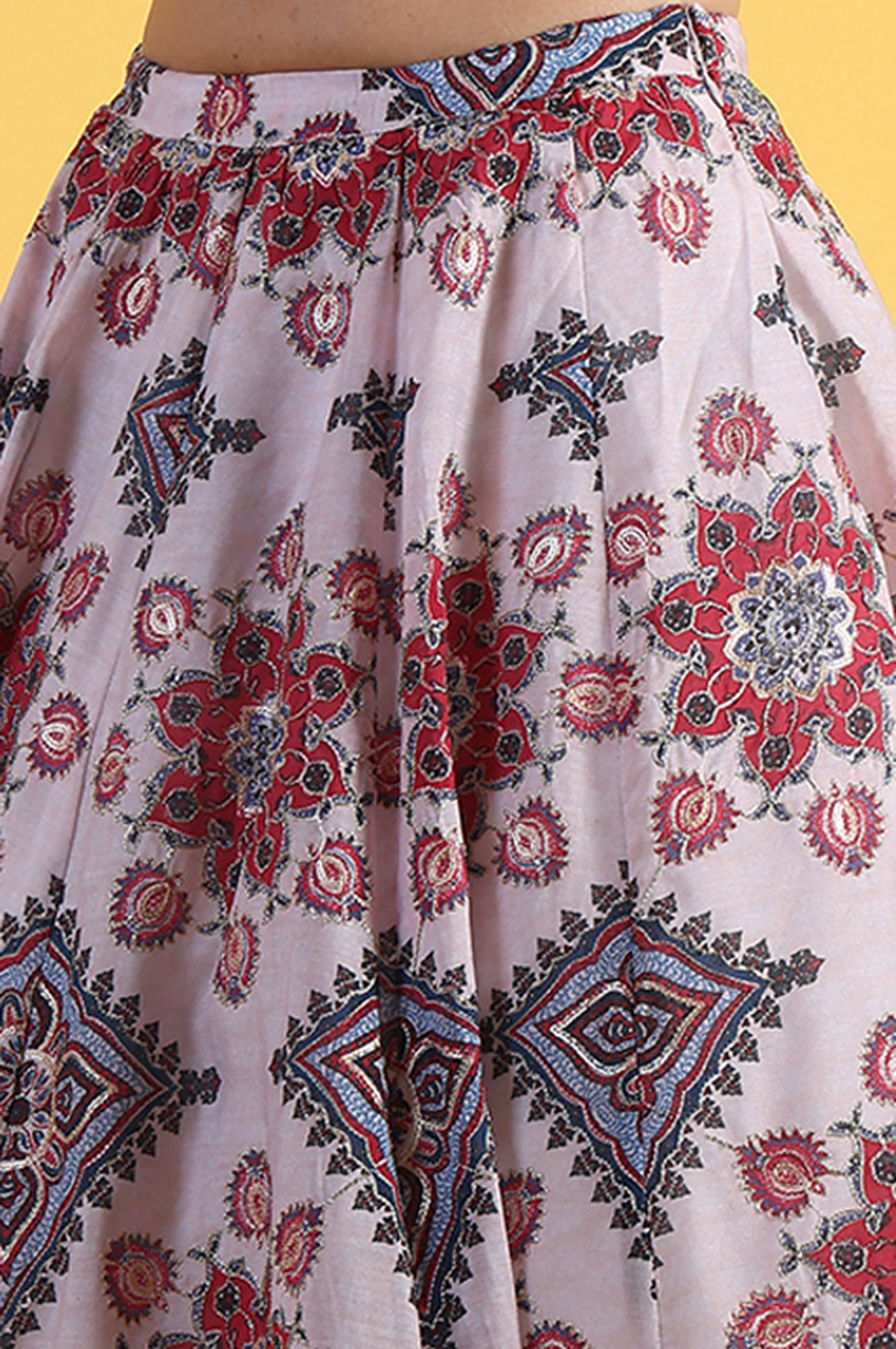 White Embroidered Beads Straight Blouse Top & Skirt with Dupatta Set