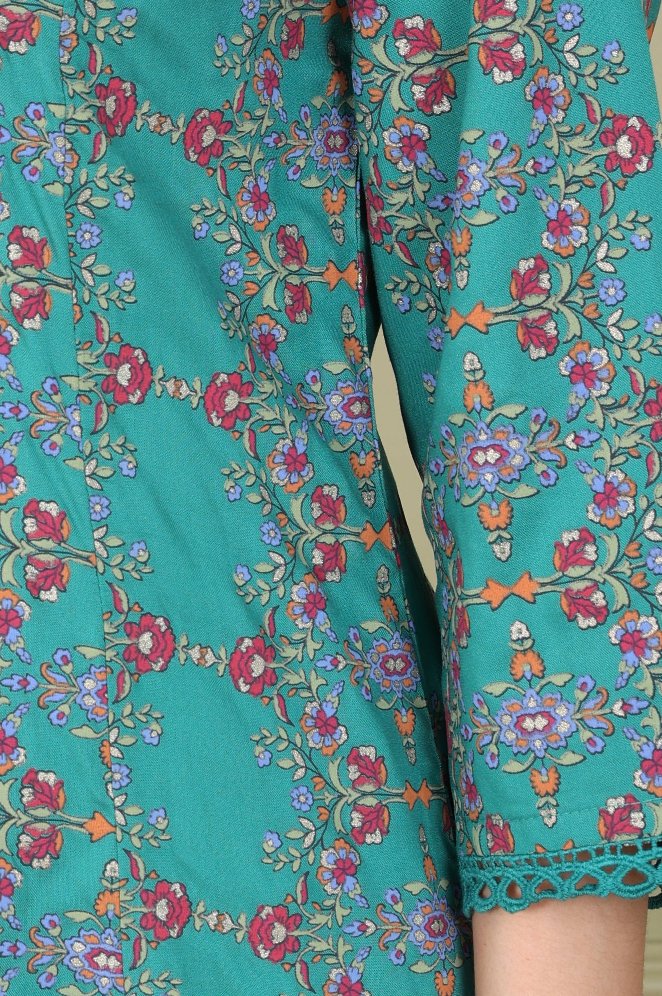 Blue Floral Printed Flared Rayon Kurta And Straight Pants Set - wforwoman