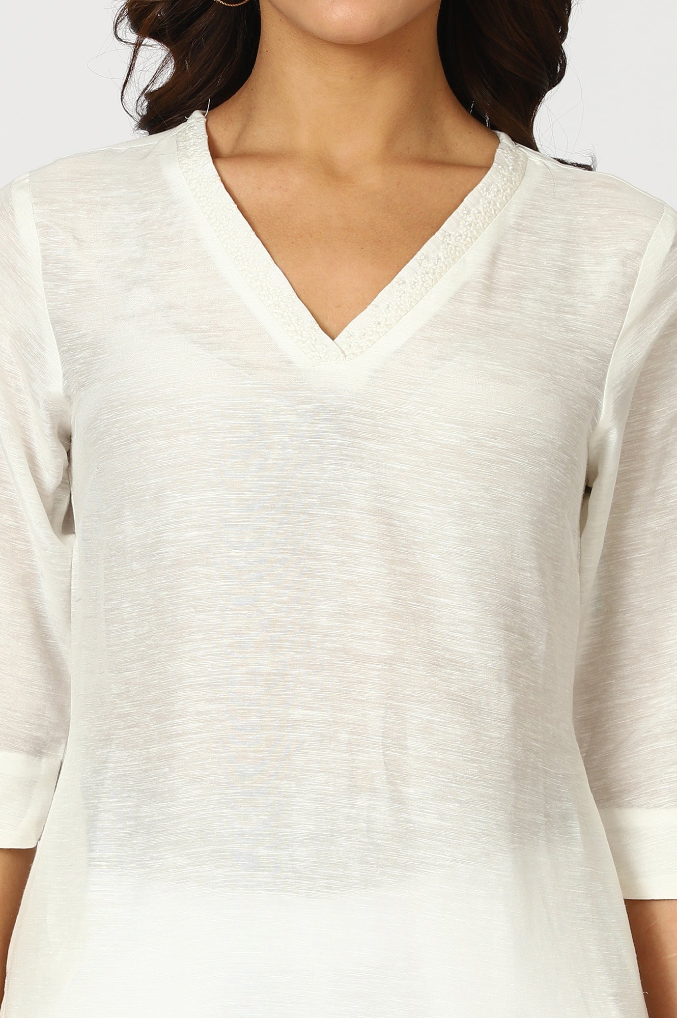 Pink Solid Thread Work Rayon Straight Kurta