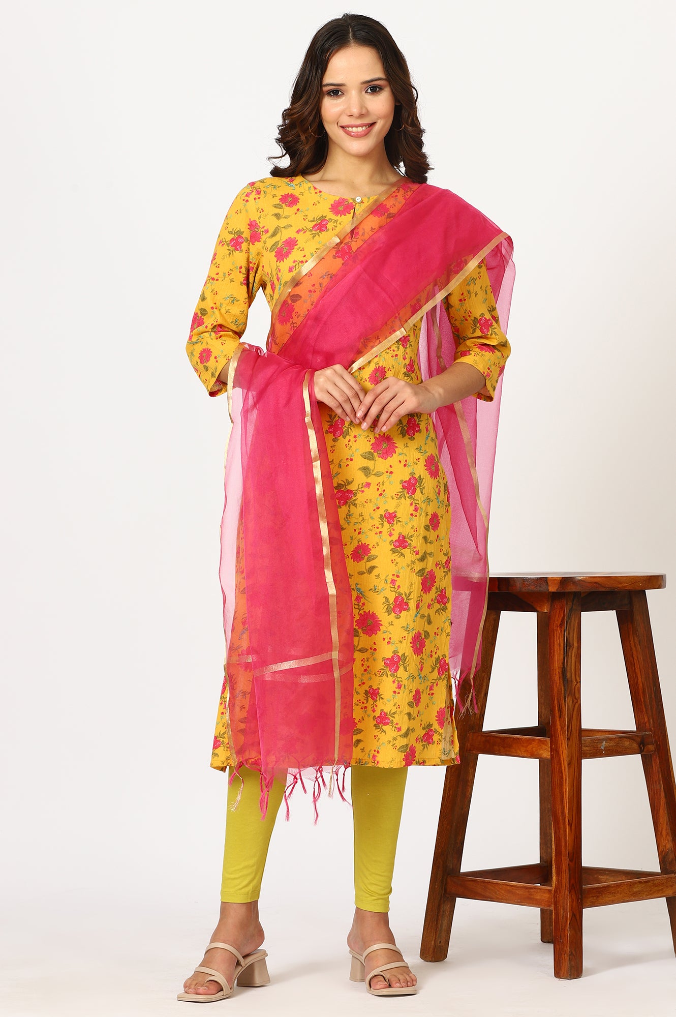 Pink Solid Organza Dupattas