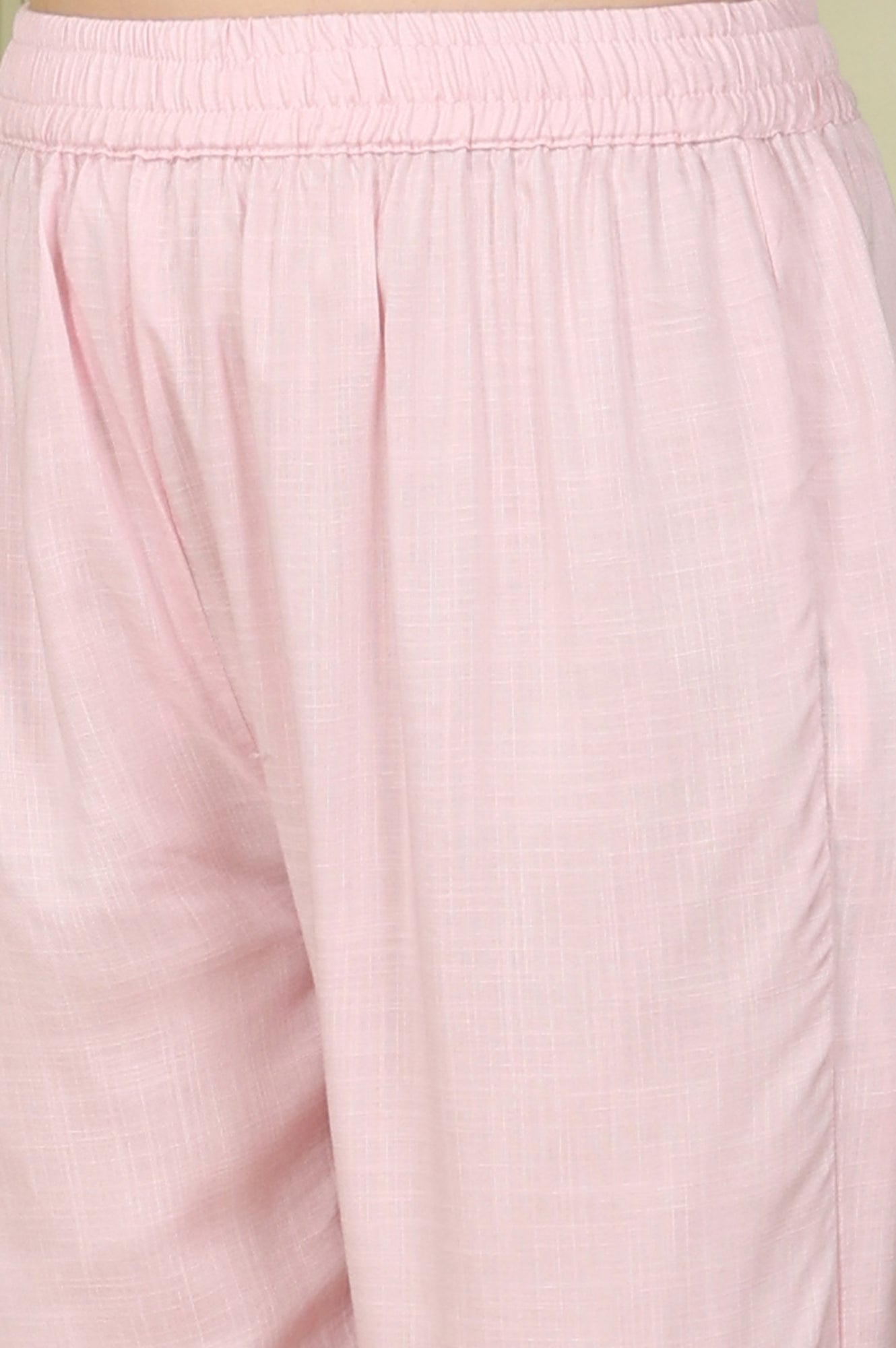Pastel Pink Floral Printed A-Line Kurta, Pants And Dupatta Set