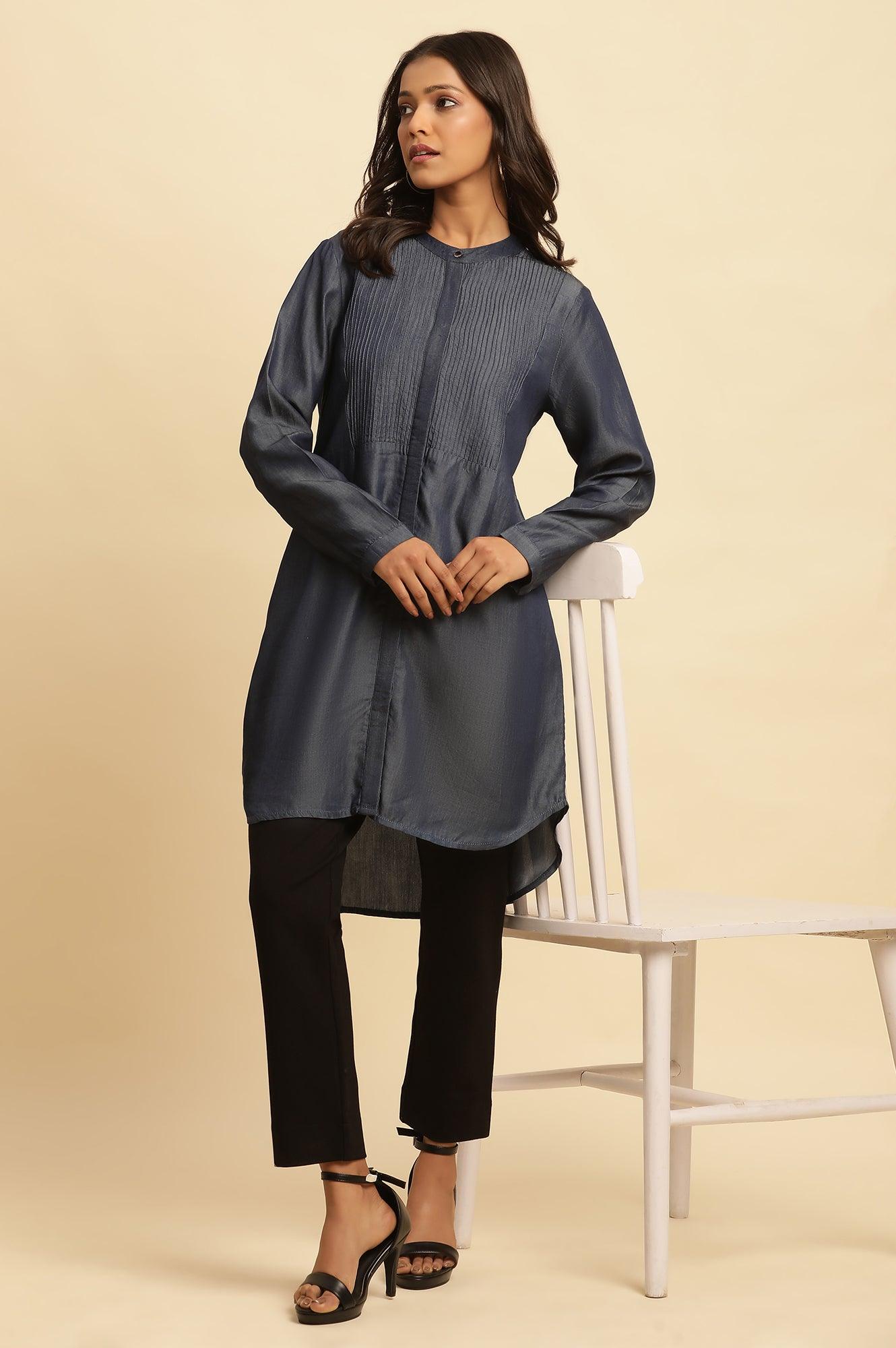 Buy Blue Pintuck Denim Tunic 2599 W for woman – wforwoman