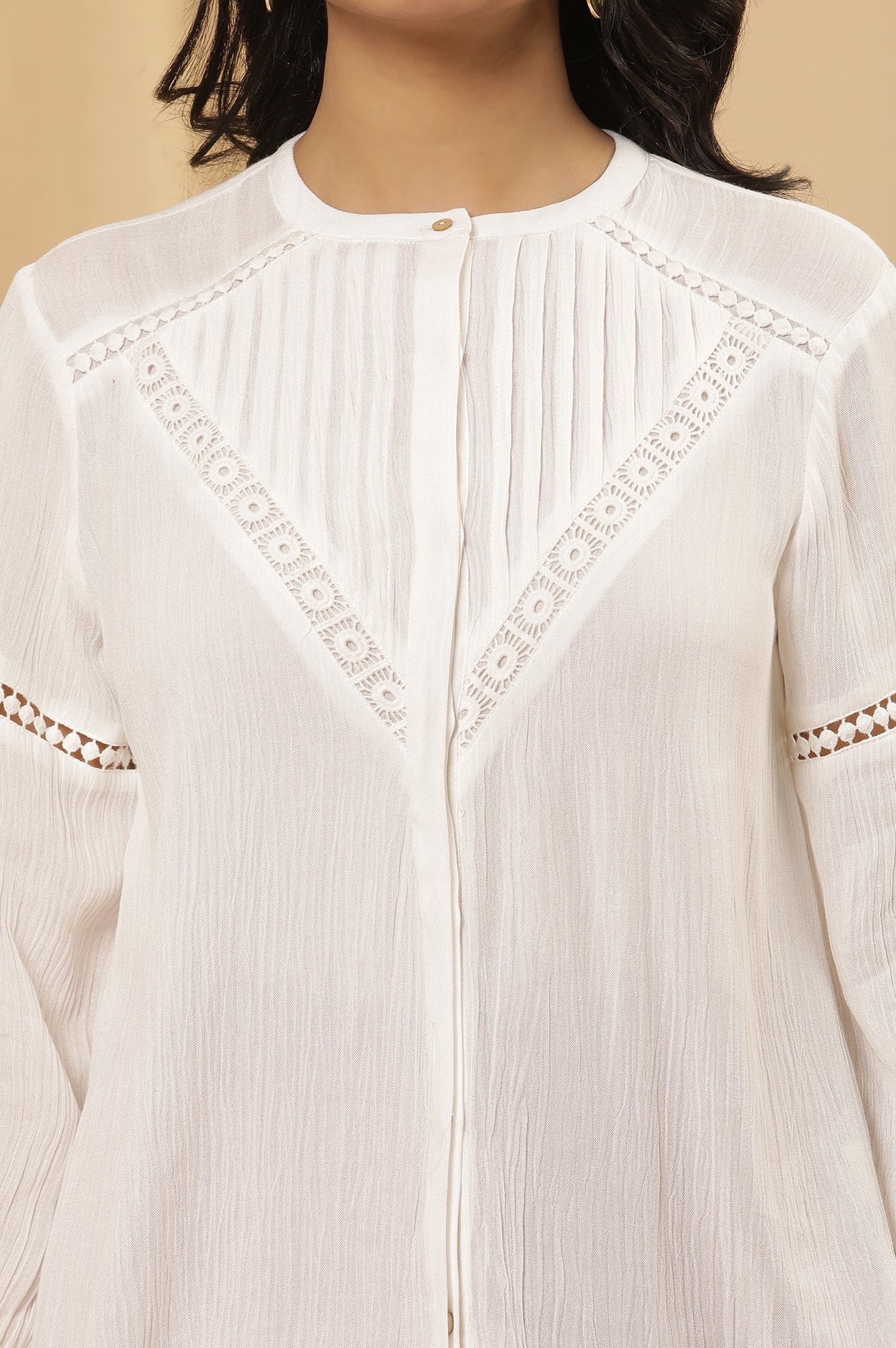 White Button Down Top With Lace